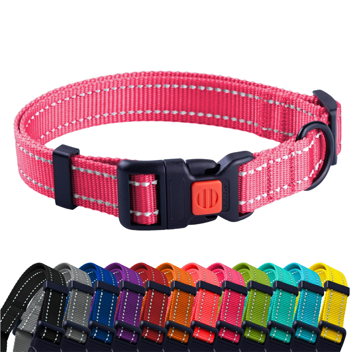 Collardirect Reflective Dog Collar For A Small, Medium, Large Dog Or Puppy With A Quick Release Buckle - Boy And Girl - Nylon Su