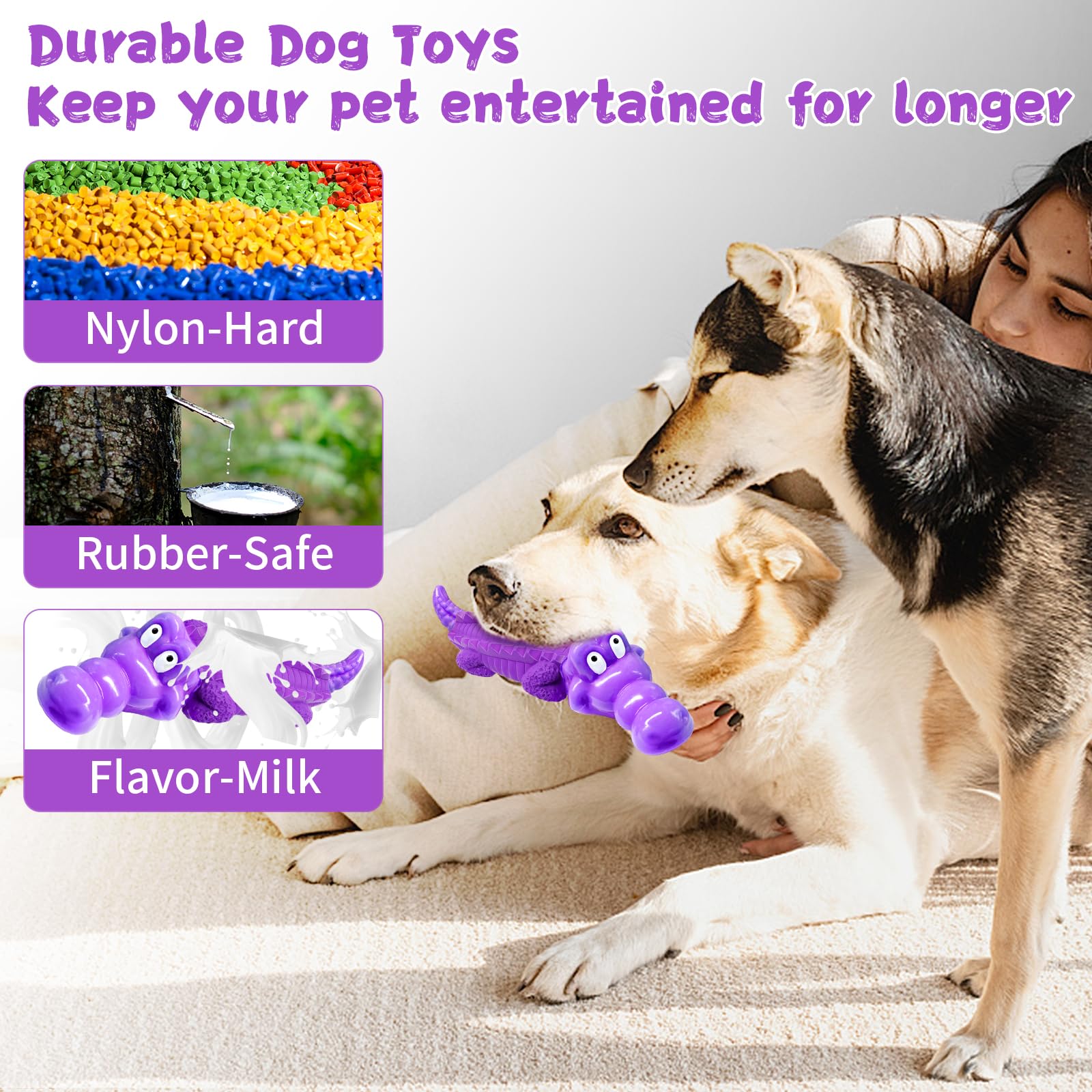 Fuufome Dog Chew Toys for Aggressive Chewers, Indestructible Tough Interactive Dog Toys for Small Medium Large Breed-Puppy Teeth