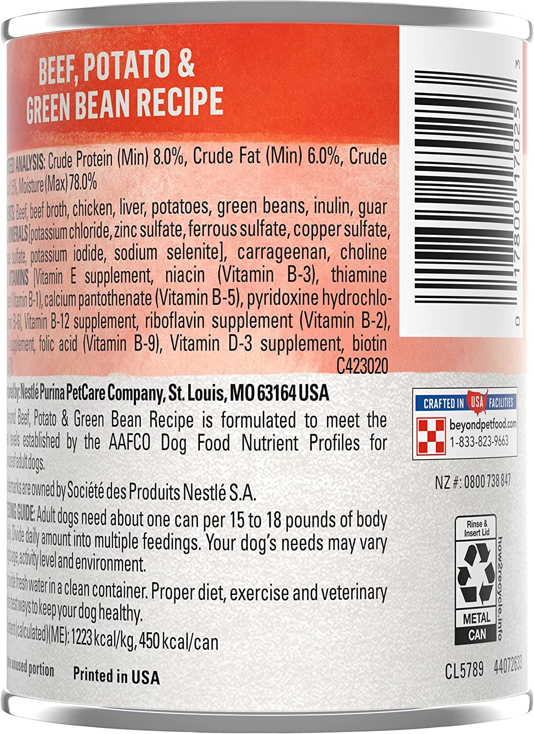 Purina Beyond Grain Free Beef, Potato & Green Bean Recipe Ground Entree Adult Wet Dog Food 13 Ounce (Pack of 6)