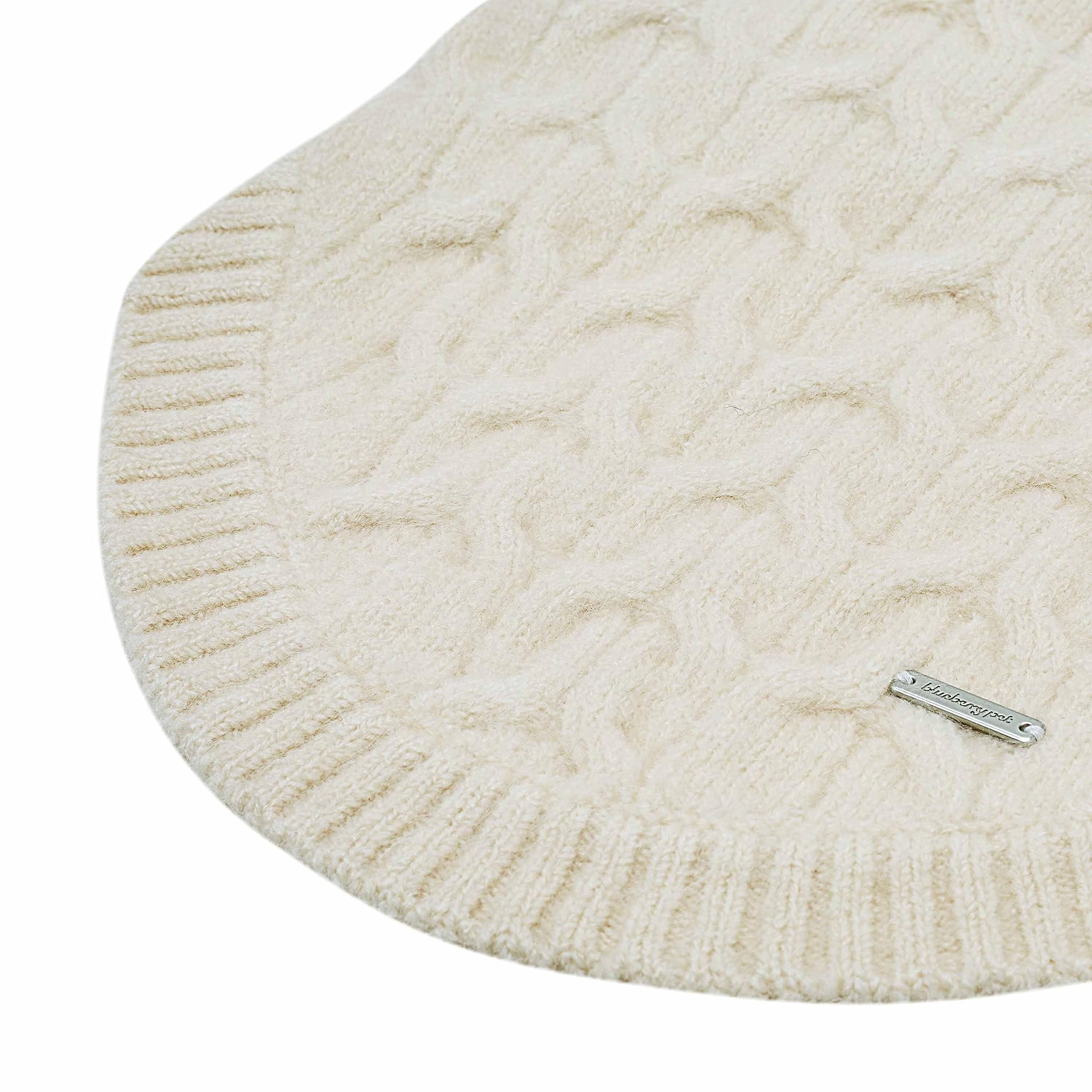 Classic Ivory Blueberry Pet Dog Sweater, 10'' Knit Pullover Crew-Neck For Small Girls, Dog Pajamas & Accessories, Christmas Swea
