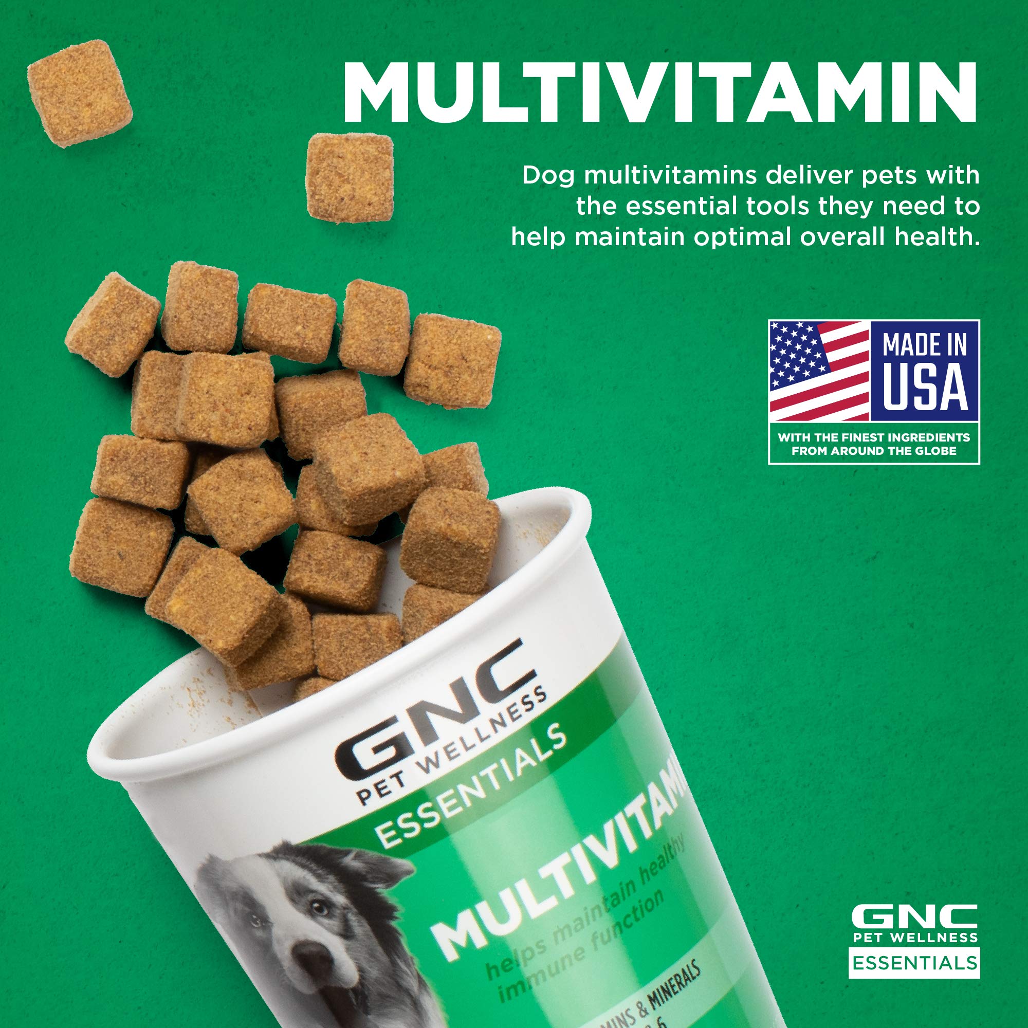 GNC Pets Essentials Dog Multivitamin Soft Chews, Salmon Oil Dog Supplement in Bacon Flavor, Immune Booster and Skin and Coat Sup