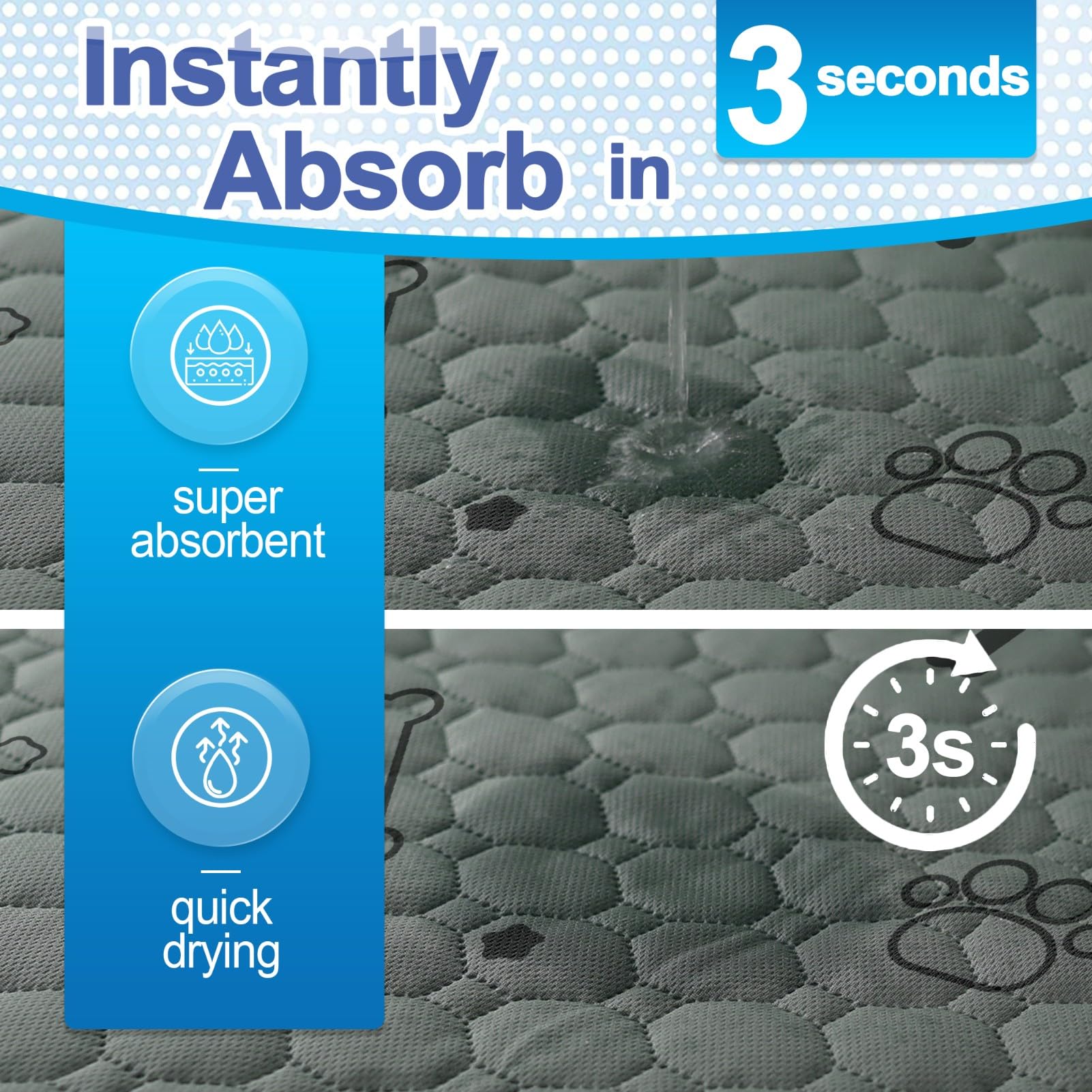 Washable Pee Pads For Dogs - 1-Pack Super Absorbent Reusable Puppy Training Pads- 100% Waterproof Whelping Pads Non-Slip Dog Mat