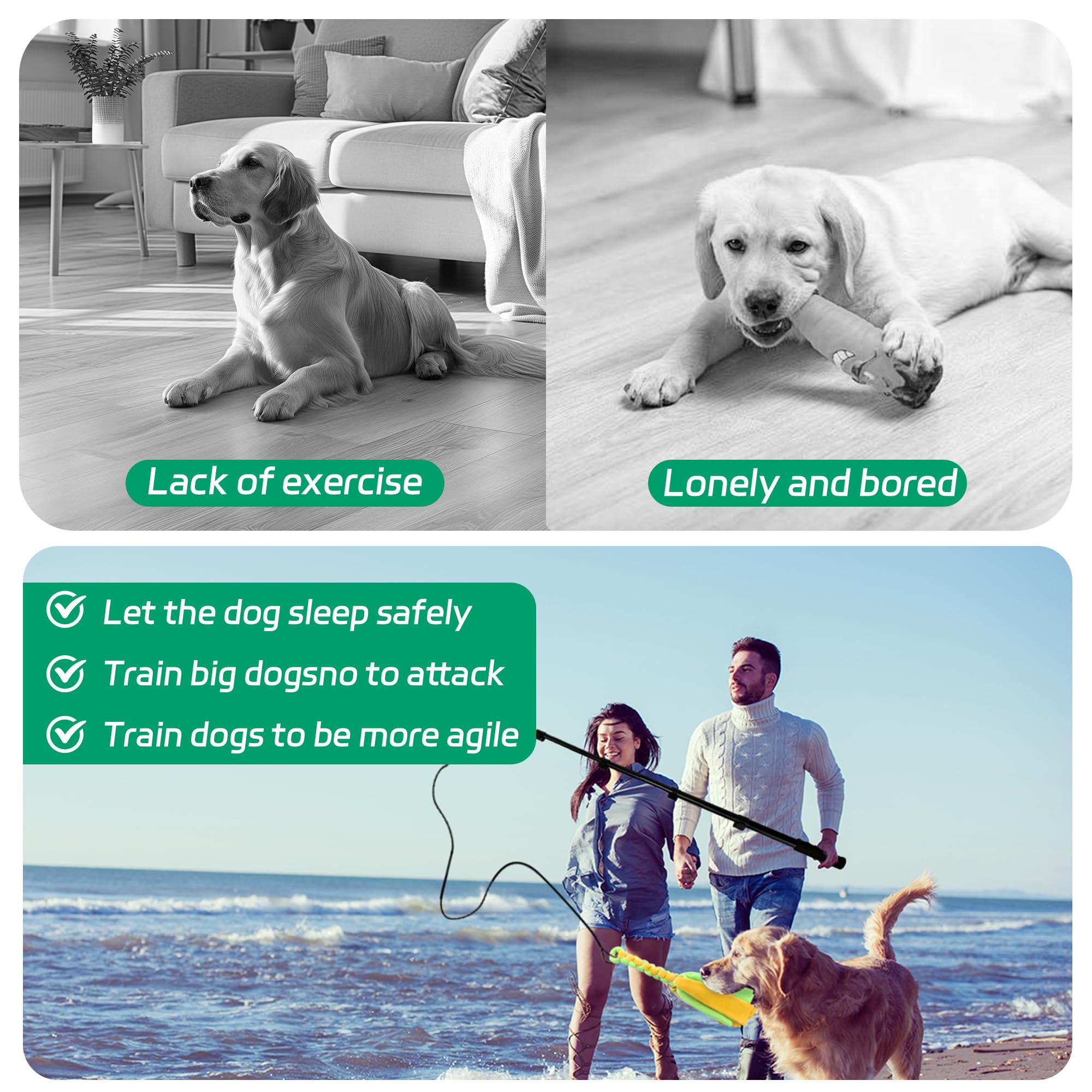 Amacielo Flirt Pole For Dogs, Interactive Toys Tug-Of-War For Dogs, Five-Section Retractable Adjustable Length,For Outdoor Exerc