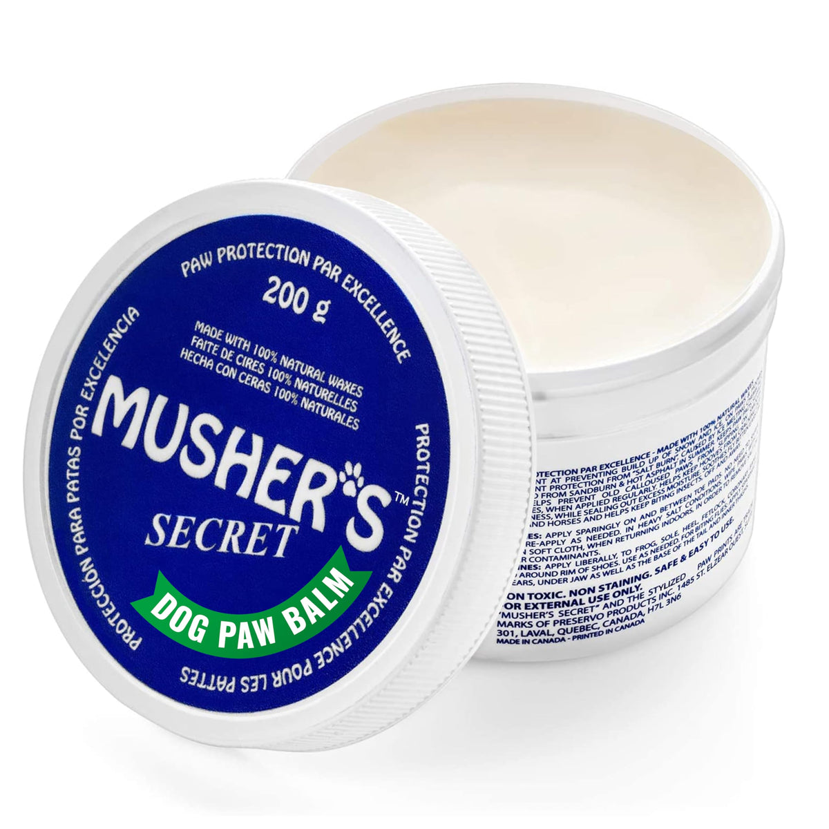 Musher'S Secret Dog Paw Wax 200 G (7Oz) - Moisturizing Dog Paw Balm That Creates An Invisible Barrier That Protects And Heals Dry Cracked Paws - All-Natural With Vitamin E And Food-Grade Ingredients