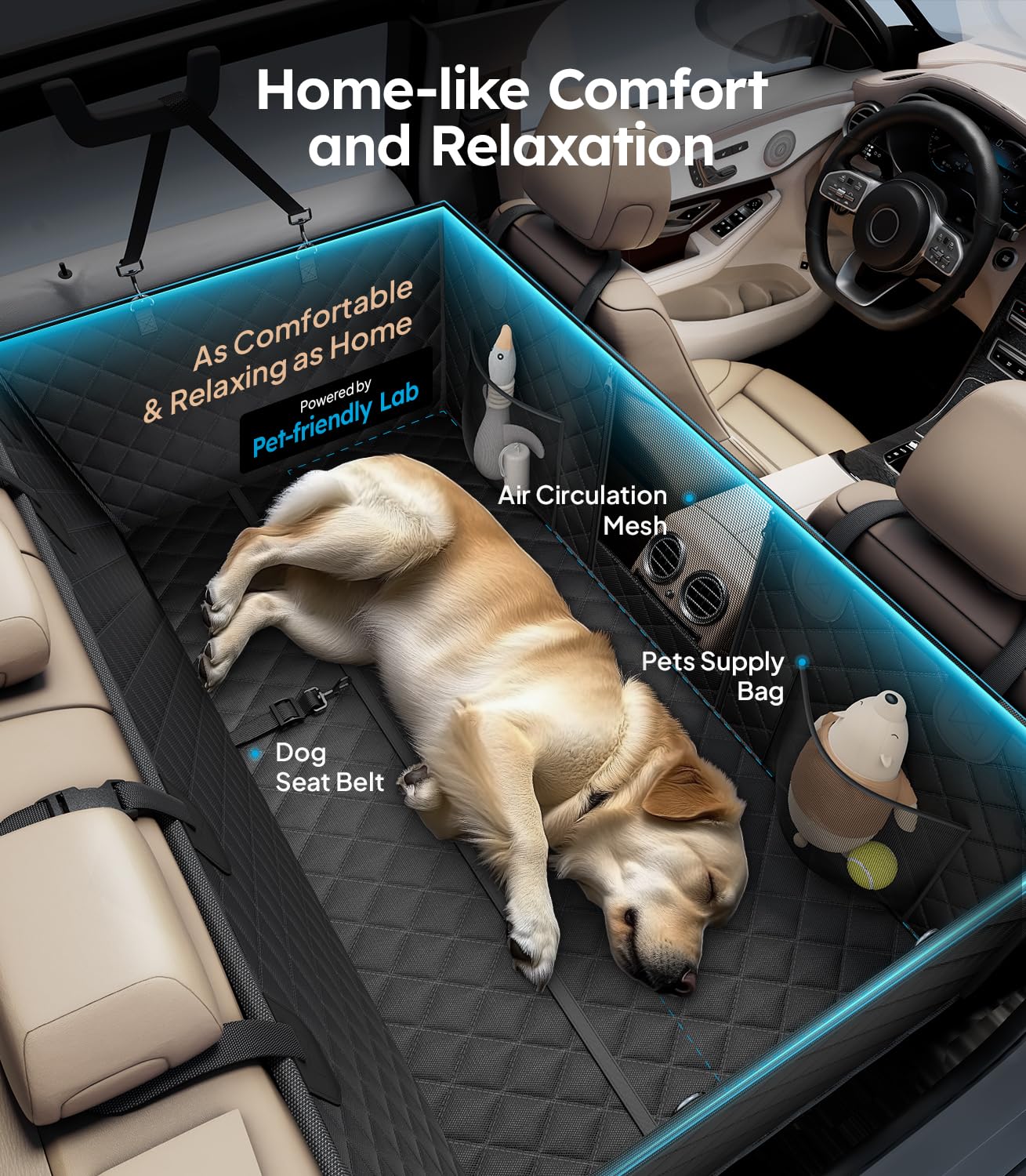 Wigoo Upgrade Soft Dog Car Seat Cover For Back Seat, [Protect Interior, Waterproof & Easy To Clean] Soft Bottom Backseat Pet Ext