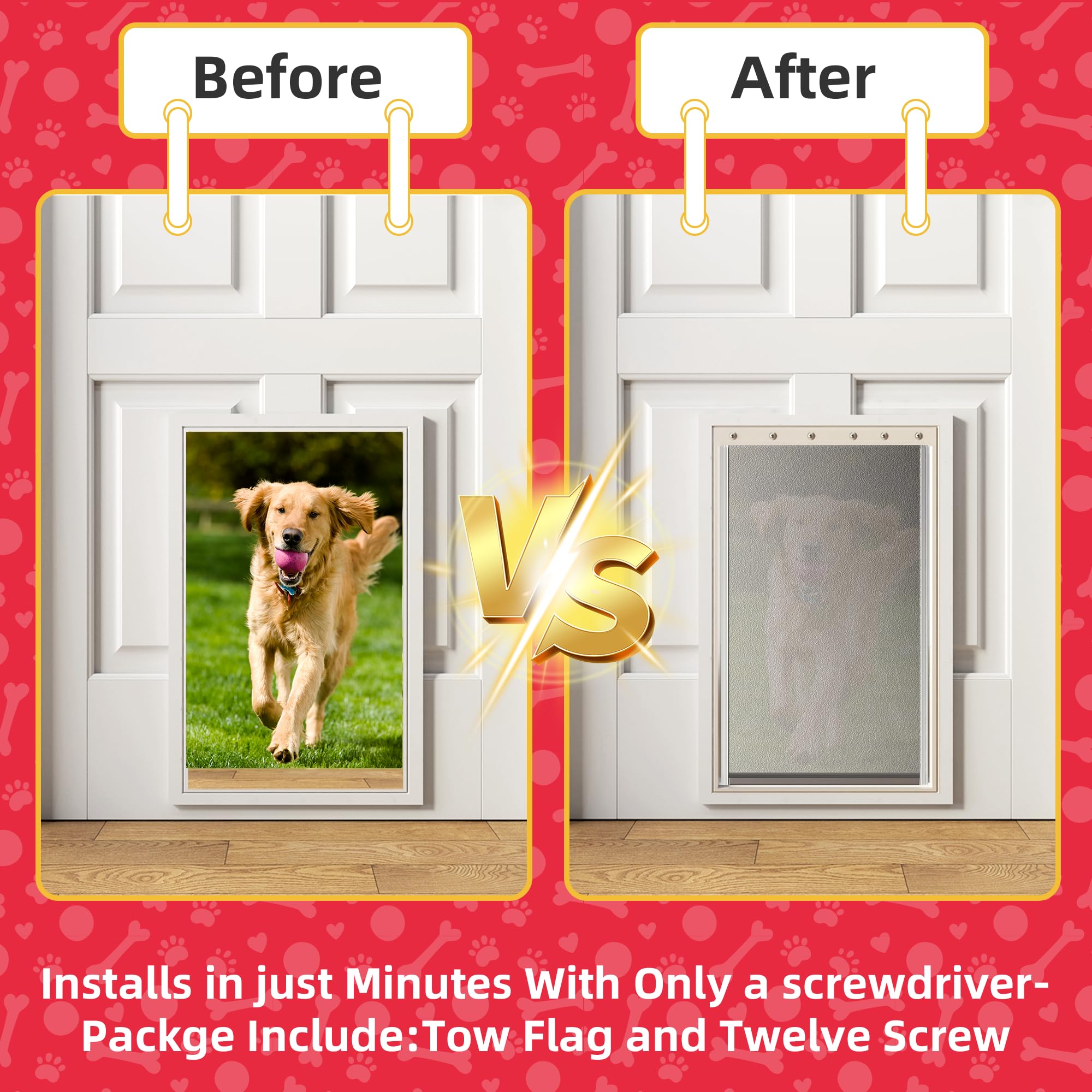 2PACK Extra Large Dog Door Replacement Flap with Screws,Doggie Door Replacement Flaps Compatible with PetSafe Freedom Doggie Doo