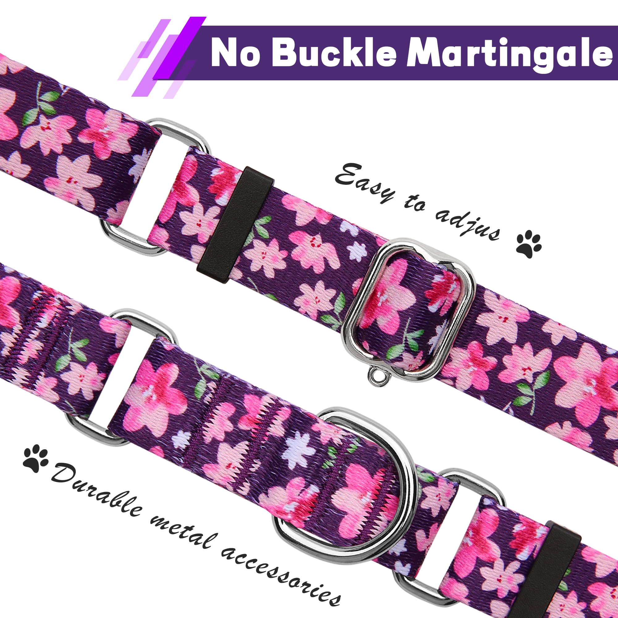 Hikiko Martingale Collar For Dogs With No Buckle Purple Floral Female Dog Collar Cute Girl Dog Collars For Medium Dogs,Japanese