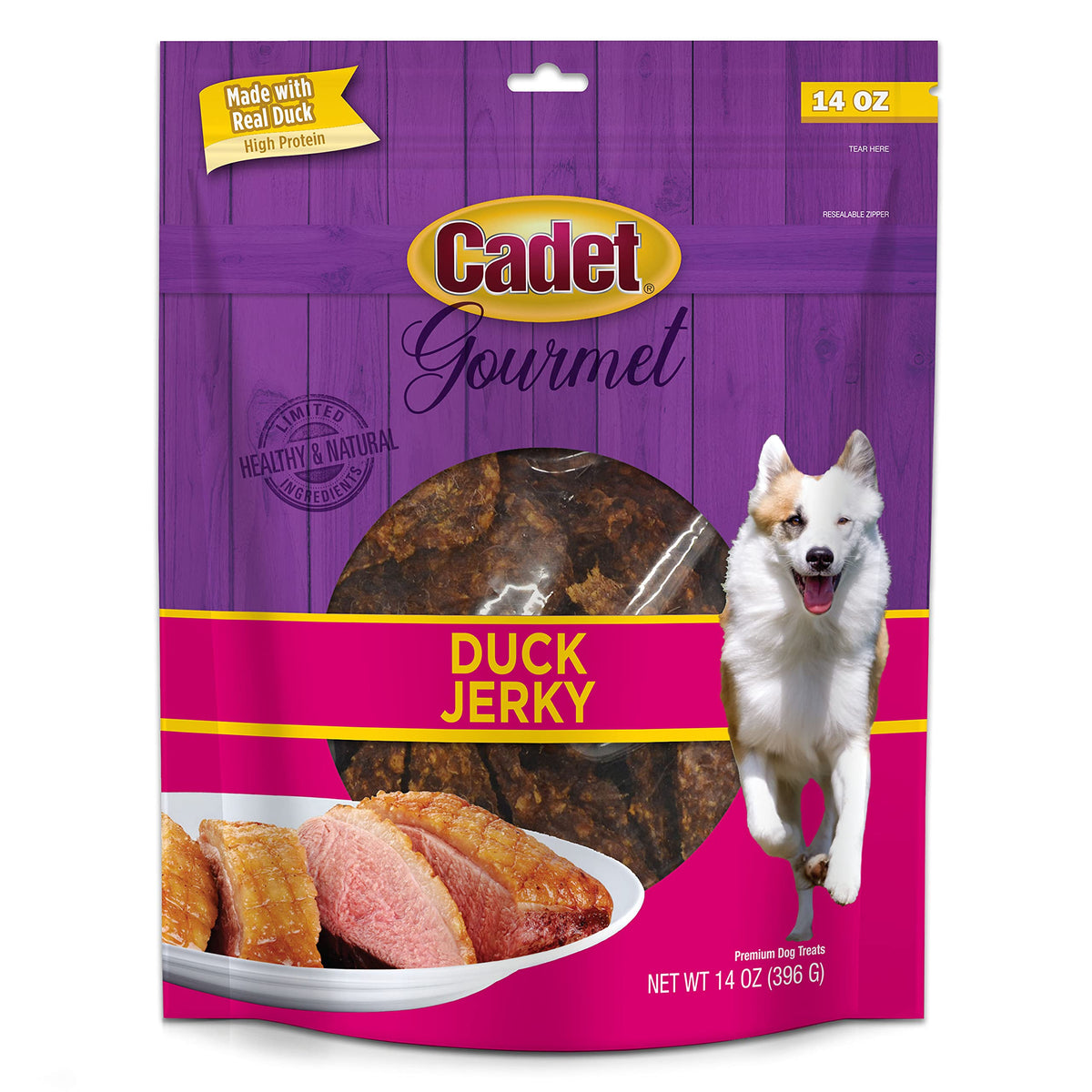 Cadet Gourmet Duck Jerky Dog Treats - Healthy & Natural Duck Dog Training Treats For Small & Large Dogs - Inspected & Tested In Usa (14 Oz.)