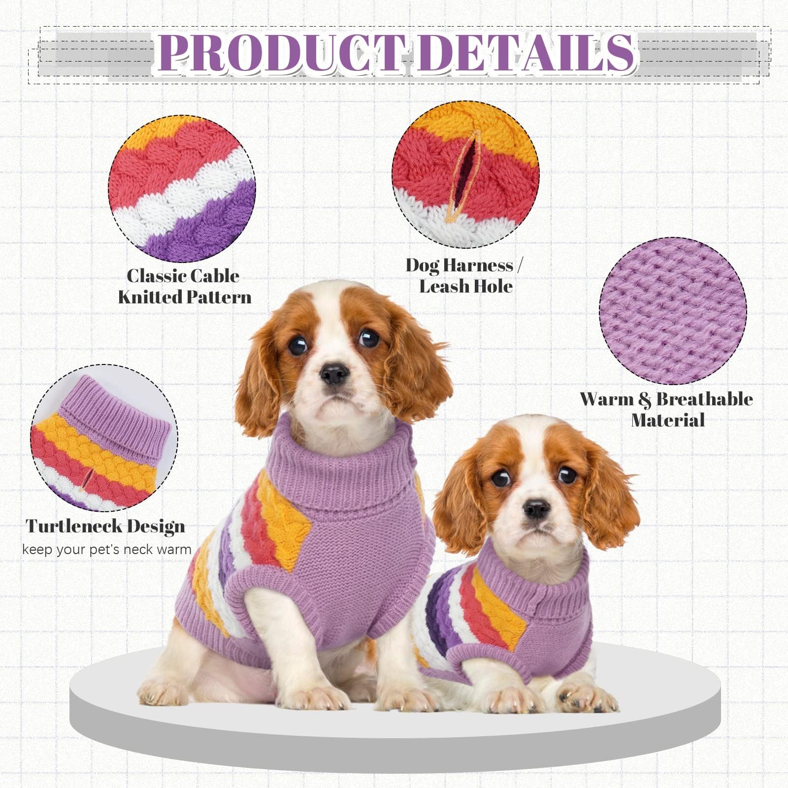 Kuoser Dog Sweater, Large Dog Sweaters for Girls Boys Christmas Thanksgiving Outfit, Thick Dog Fall Winter Sweater Cable Knitwea