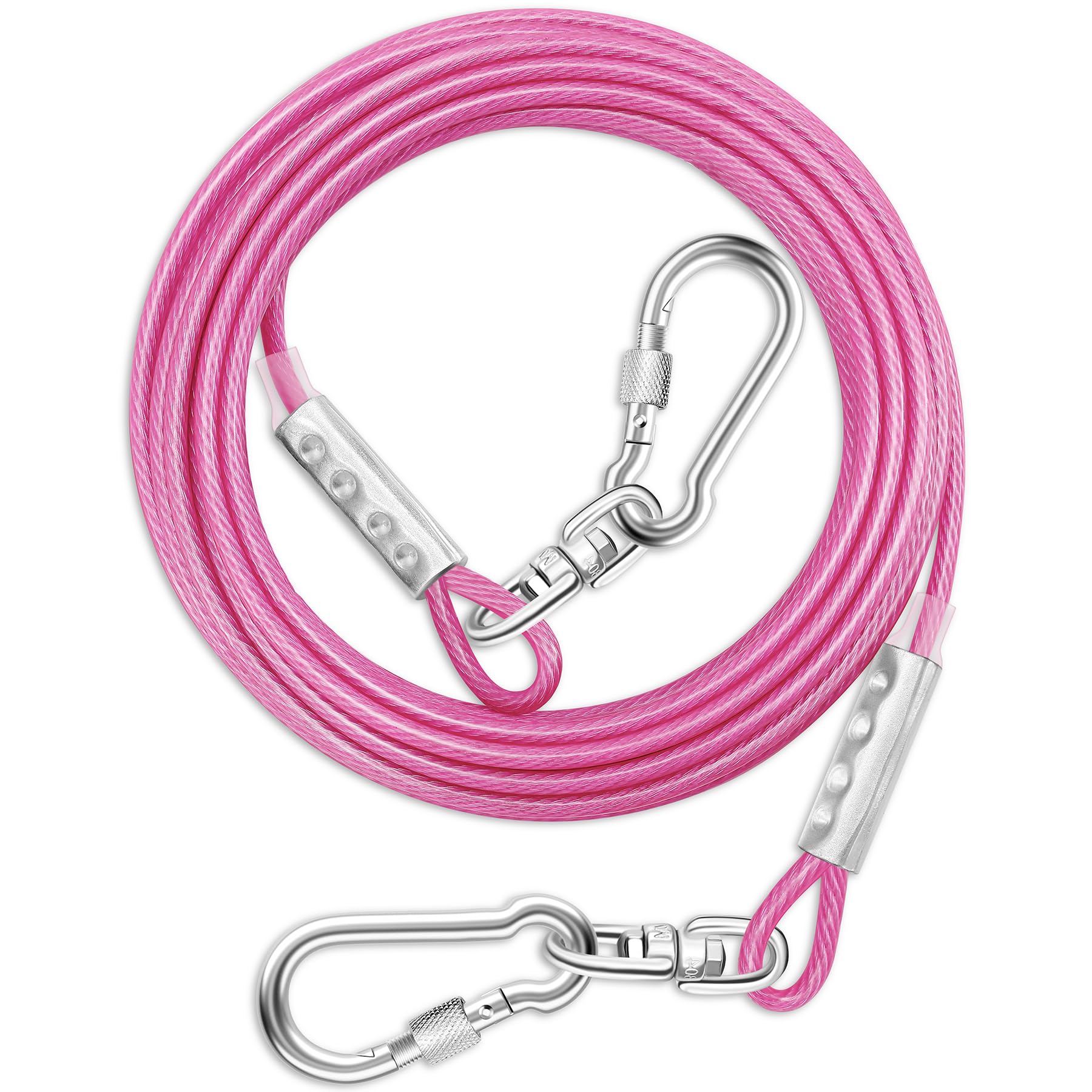 Dog Tie Out Cable For Outside,10Ft Long Dog Leash&Chains With Swivel Hook,Small-Large Dogs Runner Cable For Yard,Heavy Duty Dogs