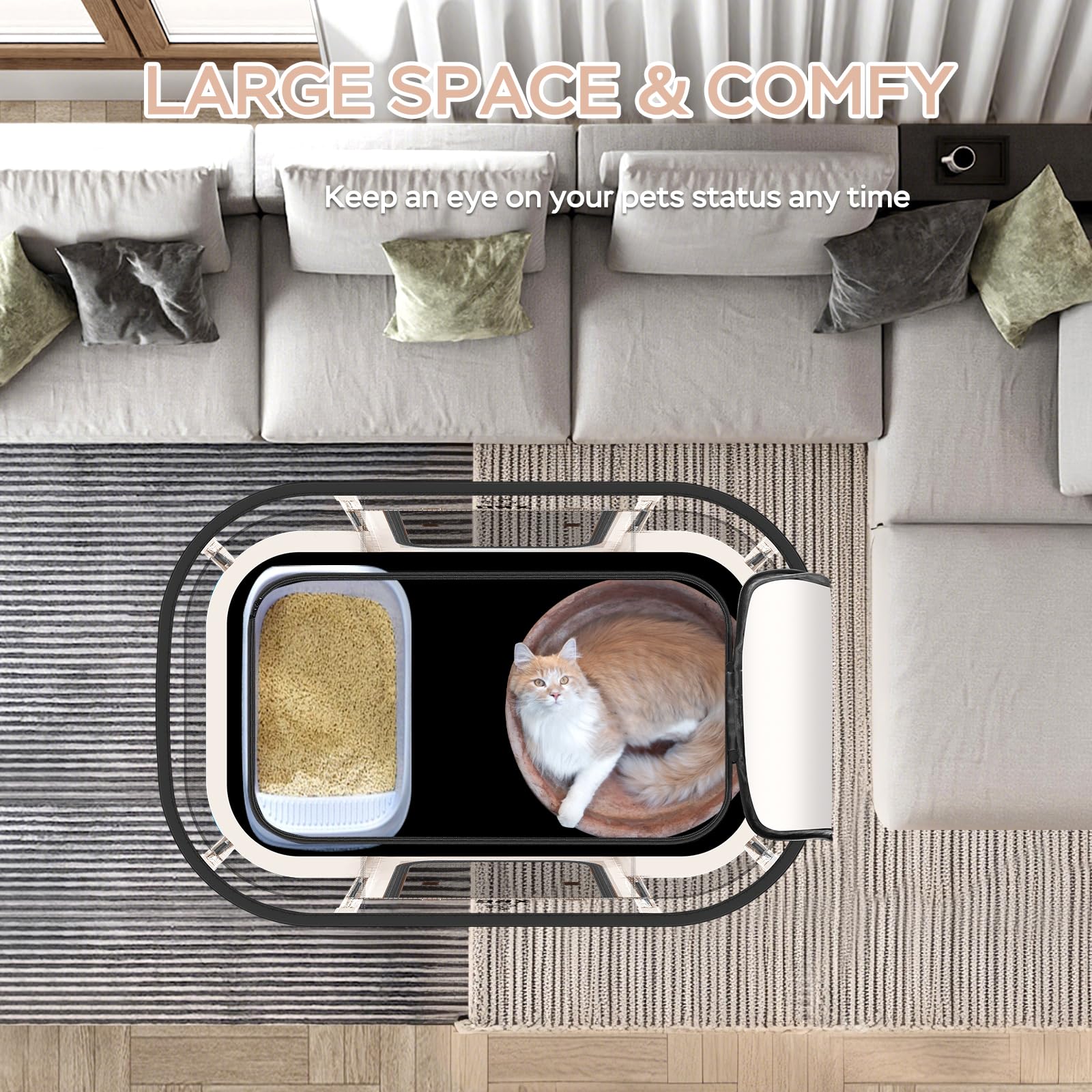 Dog Playpen with Waterproof pad,Portable Pet Crate Kennel Tent,Cat Cages Indoor Breathable Mesh Collapsible Dog Crates Playpen f