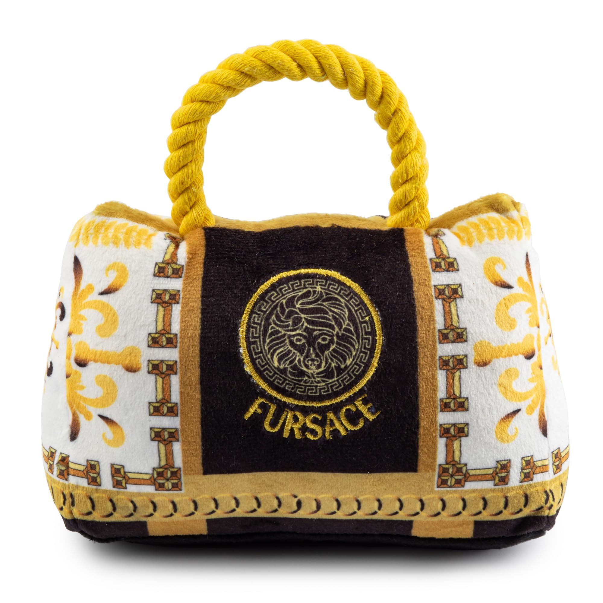 Haute Diggity Dog Fursace Handbag, Plush Designer Dog Toys with Interactive Squeaker, Stimulating Pet Enrichment, Machine-Washab