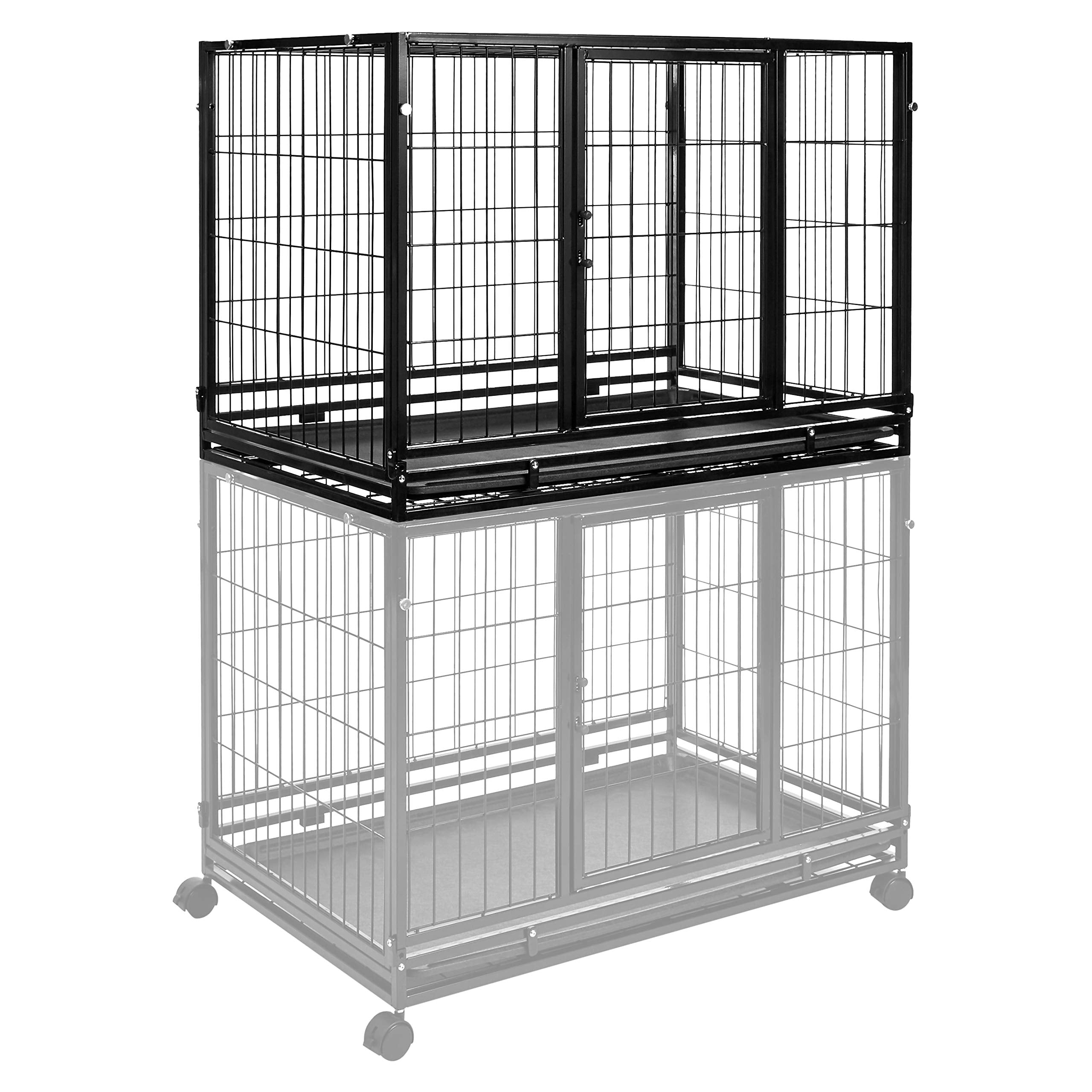 Amazon Basics - Portable Heavy Duty Stackable Dog & Pet Kennel With Tray, Black, 24.0''L X 28.0''W X 37.0''H