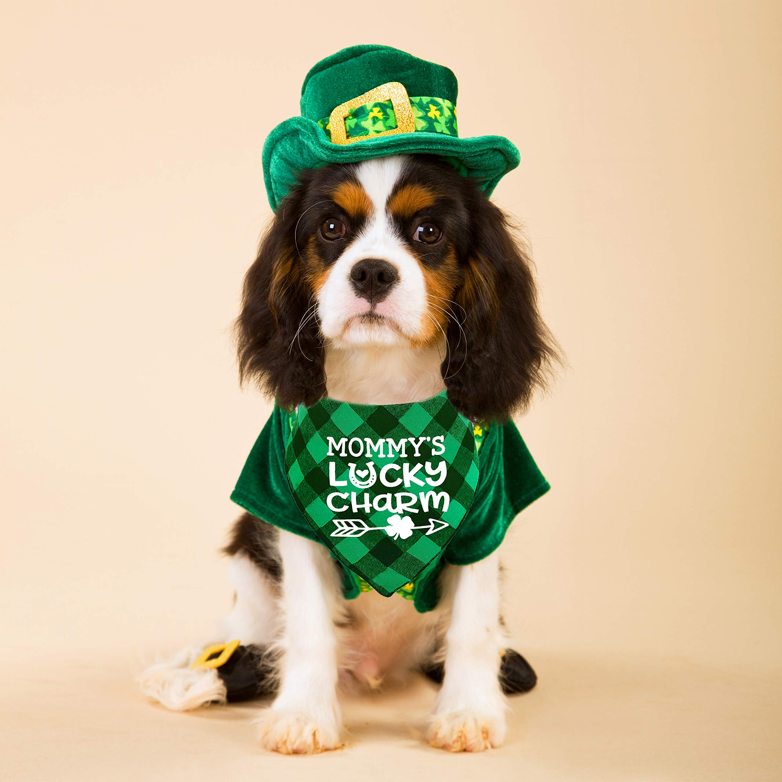 St. Patrick'S Day Dog Bandana, Holiday Buffalo Plaid Bandana Scarfs For Small Medium Large Dogs Cats Pet Puppies (The Lucky One,