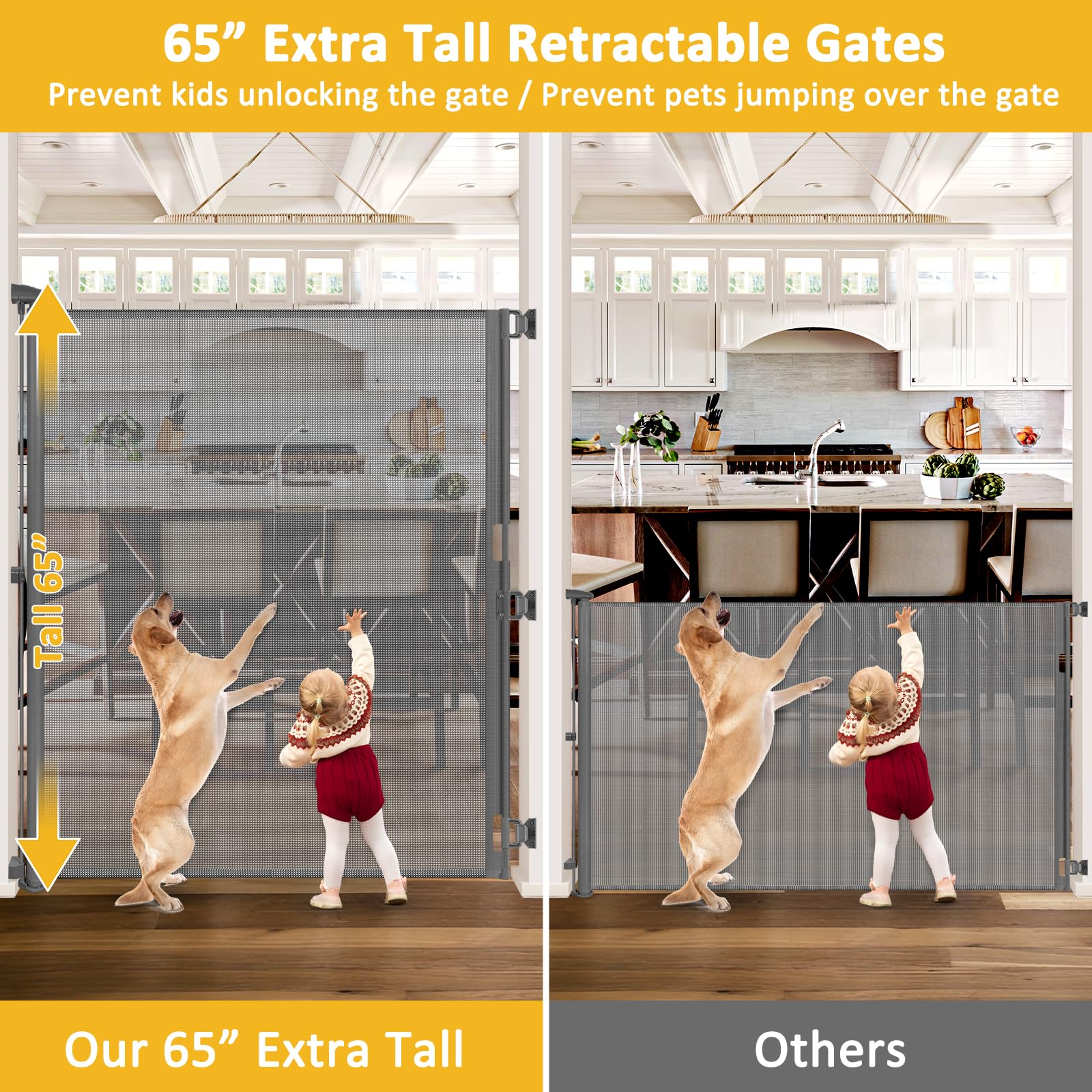 65    Extra Tall Pet Gate Indoor Gate 55    Wide Baby Gate Retractable Dog Gate Outdoor Gates for Decks Retractable Baby Gates f