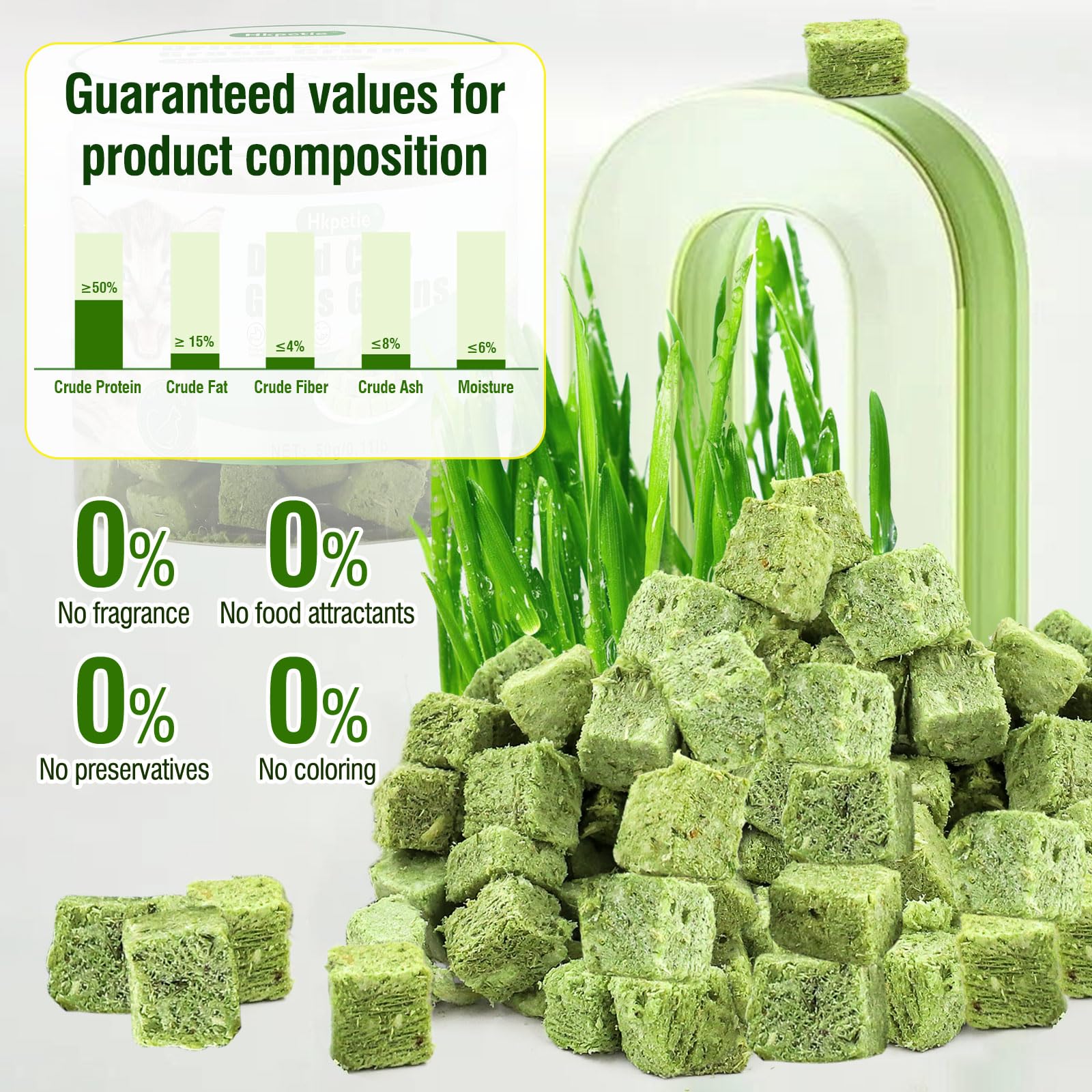 Hkpetie Cat Grass Teething Sticks - 50g Edible Snack for Teeth Cleaning & Hairball Removal - Delicious Chew Toy for Cats