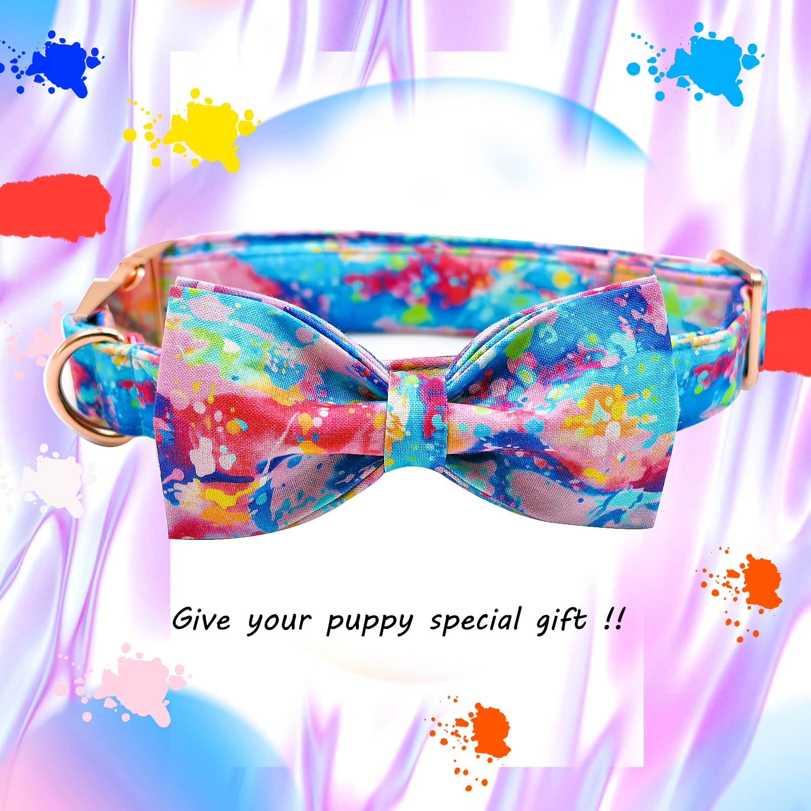 Lionheart Glory Dog Collar, Colorful Dog Collar With Bow, Bowtie Collar Cute Pet Collar Gift For Small Medium Large Dog