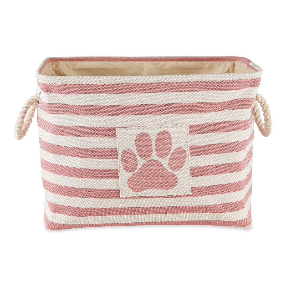 Bone Dry Pet Storage Collection Striped Paw Patch Bin, Small Rectangle, Rose