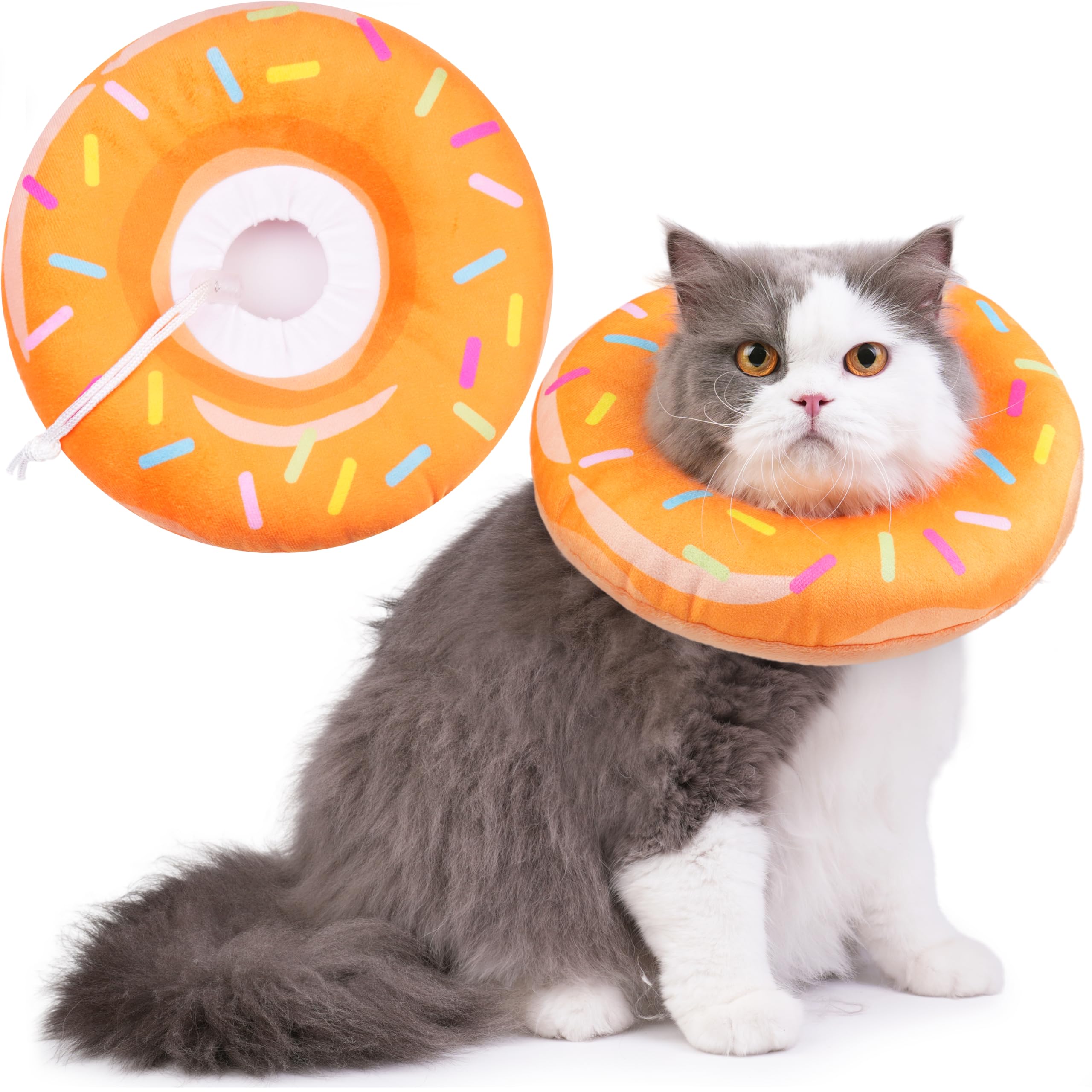 Hpetppy Cat Cone Collar Soft, Cat Recovery Collar for Wound Healing Cute Donut Adjustable Kittens Cones to Stop Licking Comforta