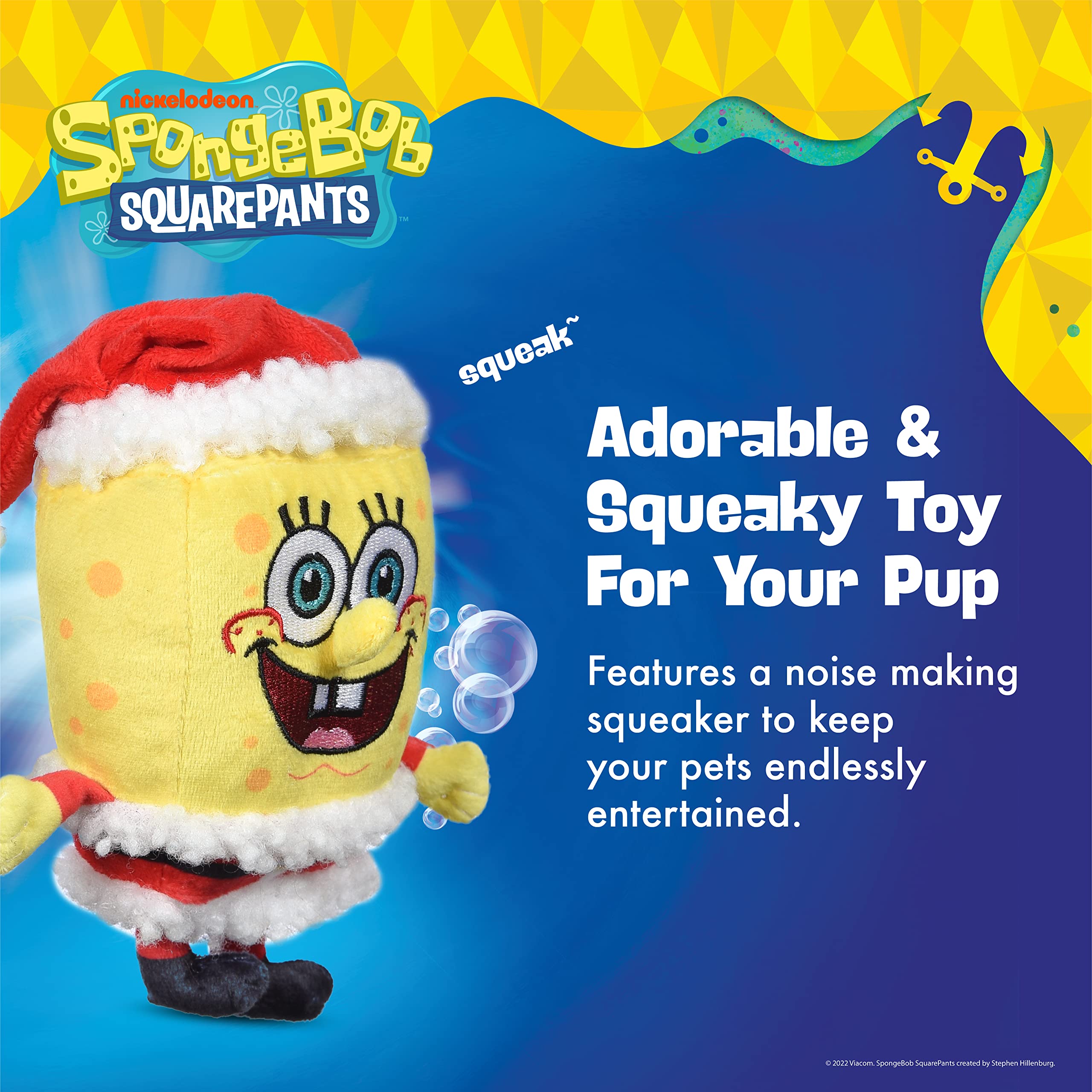 Spongebob Squarepants For Pets Holiday 6” Figure Plush Dog Toys With Squeaker | Dog Toys For Spongebob Fans | Squeaky Dog Toys, Spongebob Santa Toy, Dog Plush Toy