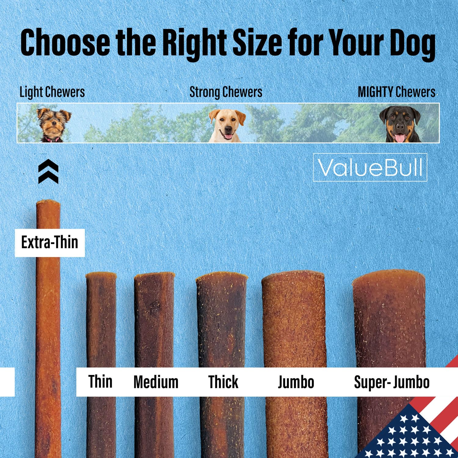 ValueBull USA Collagen Sticks for Small Dogs, 6 Inch Extra Thin Chews, Natural Dog Treats, 200 Count Bulk Pack - Promotes Joint,