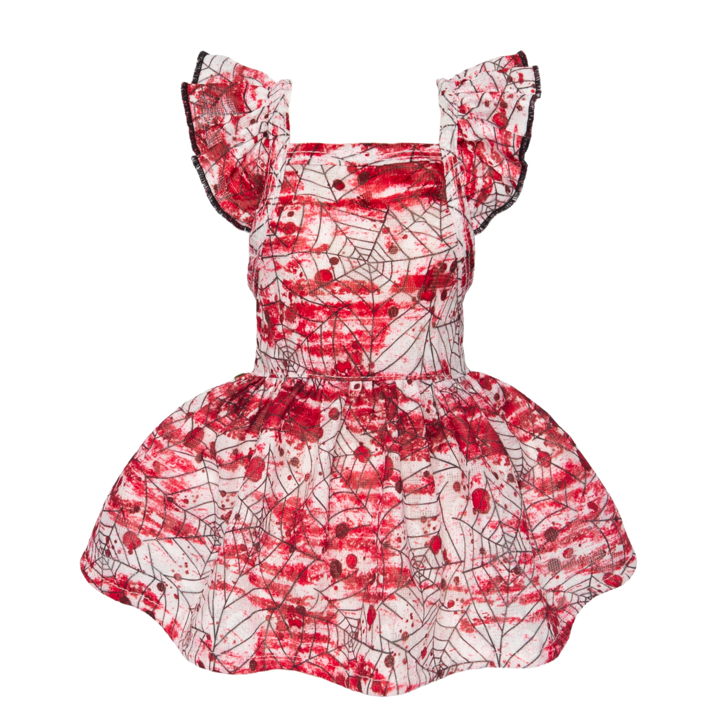 Fitwarm Halloween Spiderweb Dog Dress, Funny Dog Halloween Costumes, Doggy Clothes for Small Dogs Girl, Pet Apparel, Red, White,