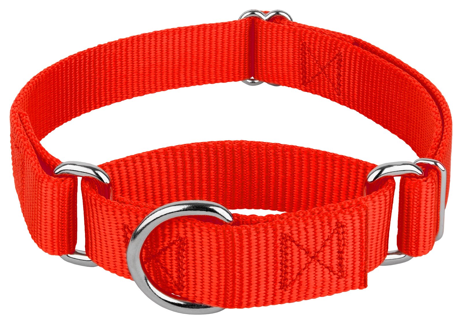 Country Brook Petz - Hot Orange Martingale Heavy Duty Nylon Dog Collar - 21 Vibrant Color Options (3/8 Inch Width, Mini)