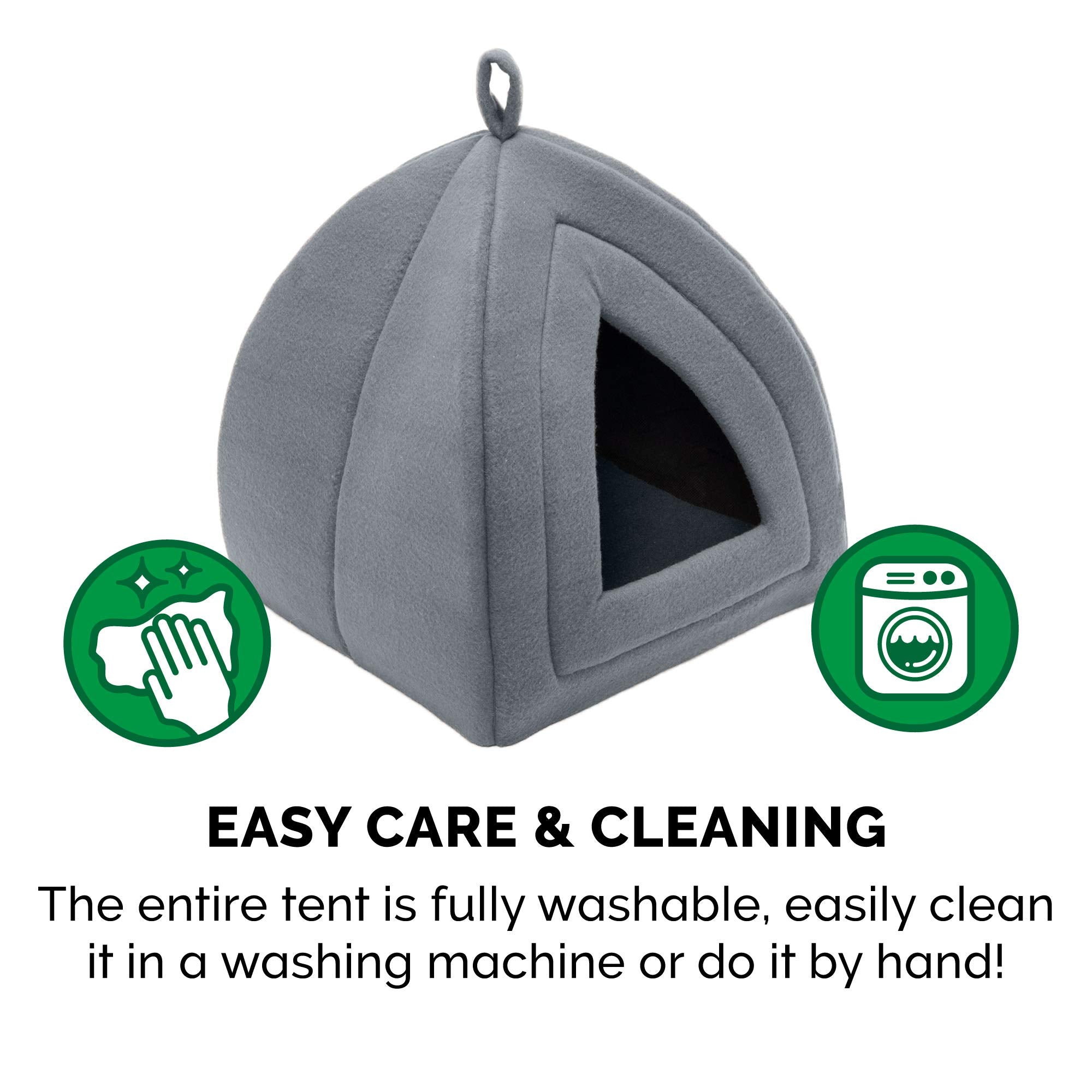 Furhaven Cat Bed Cave for Indoor Cats & Small Dogs, Washable & Foldable w/ Removable Cushion - Polar Fleece Pet Tent - Heather G