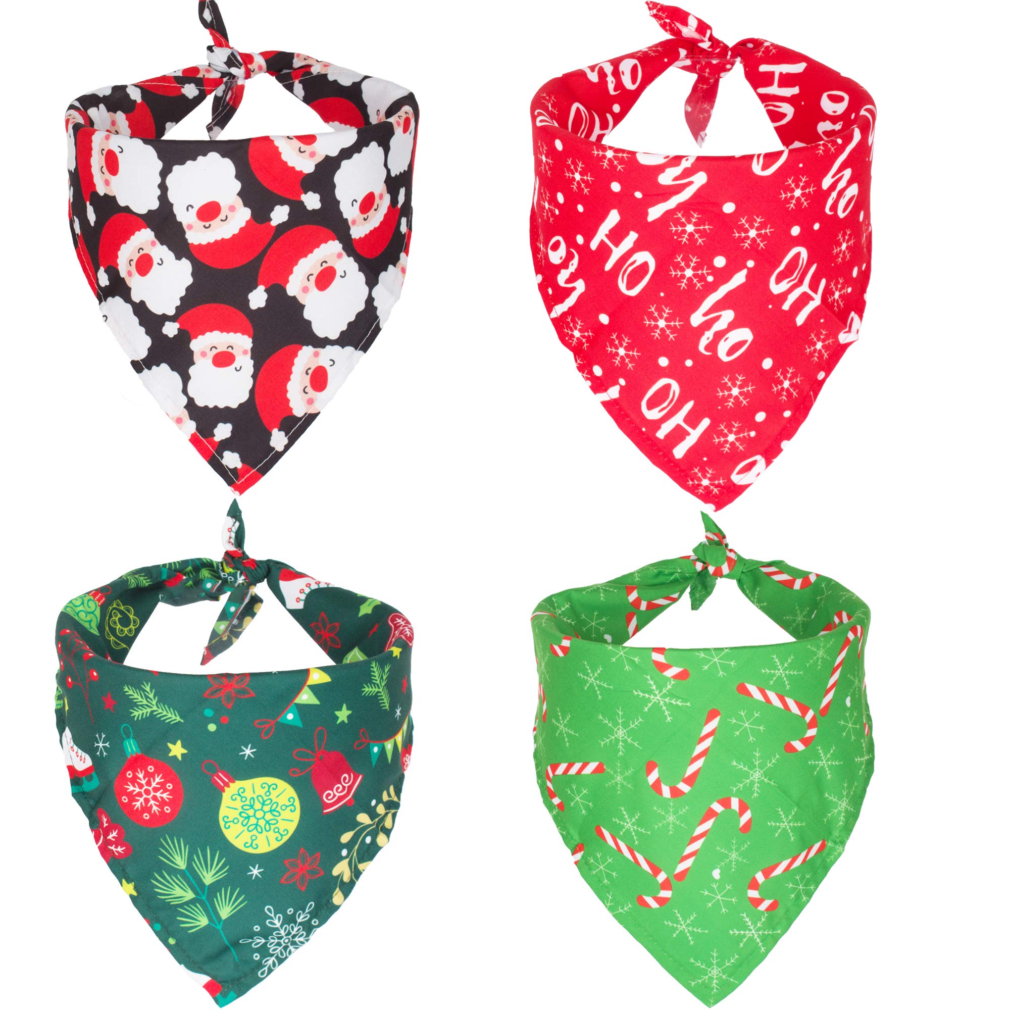 ADOGGYGO 4 Pack Dog Bandana Christmas Dog Scarf Triangle Bibs Kerchief Set Pet Costume Accessories Decoration for Medium Large D
