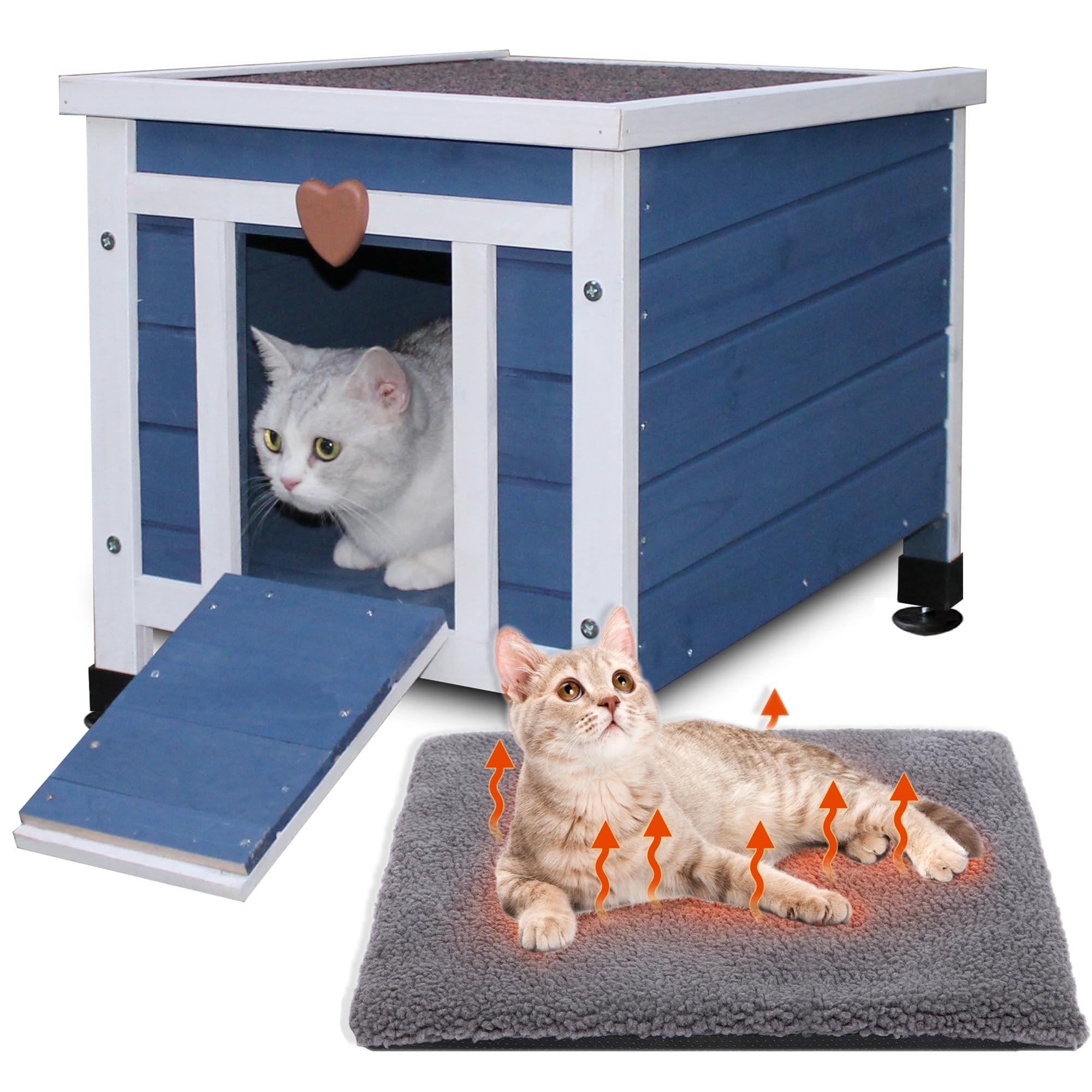 Rockever Outdoor Cat House,Outdoor Cat Houses For Feral Cats Weatherproof Rabbit Hutch Small, Wooden Small Pet House And Habitat