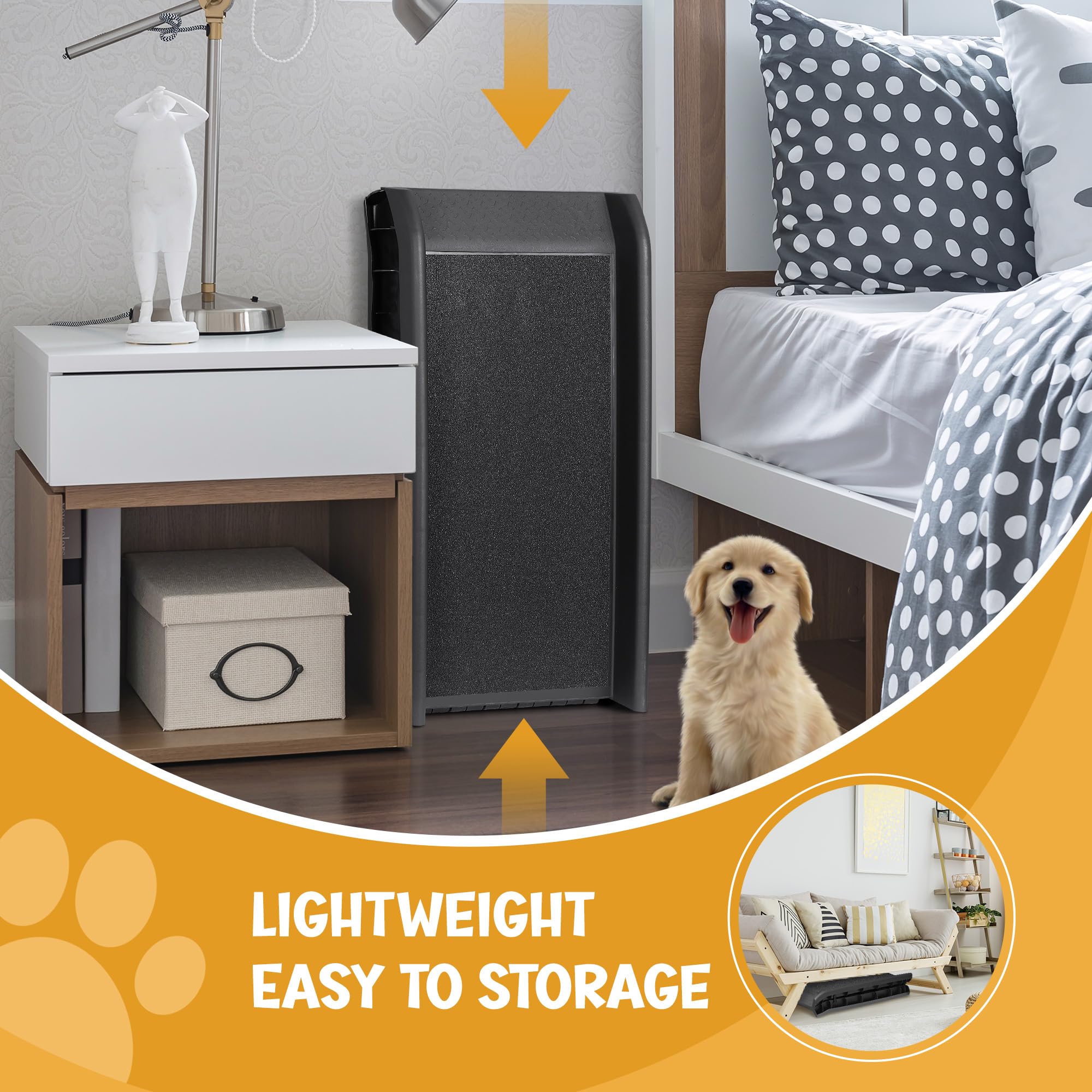 Zeny Portable Folding Dog Ramps For Suv, Truck, Car Ramp Stairs Step Ladder For Pet, Non-Slip Pet Ramp With Raised Siderails