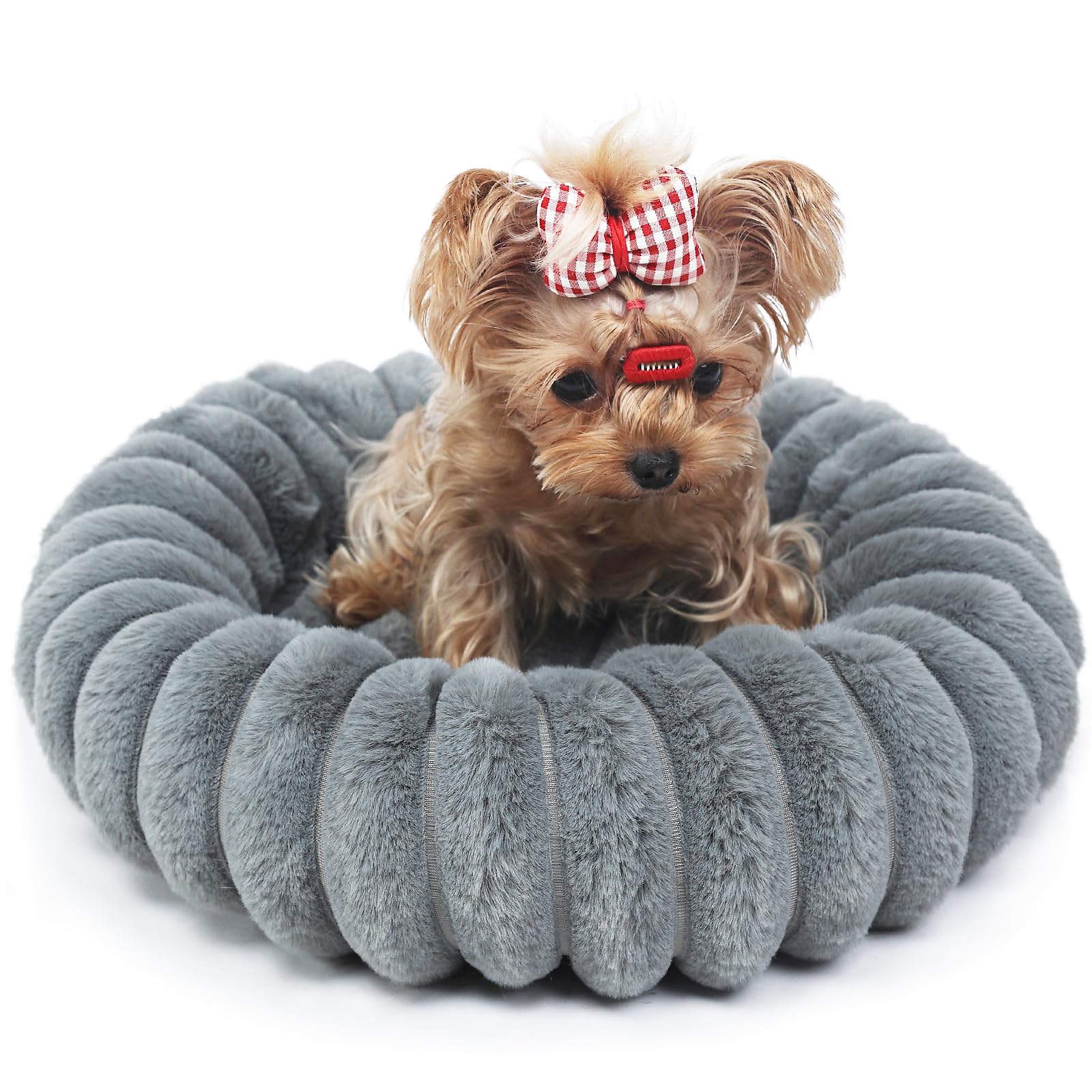 Tiny Dog Bed For Small Dogs And Cats - 16 Inch Donut Washable Soft Comfort Indoor Extra Small Pet Bed,Calming Anti-Anxiety Non-S