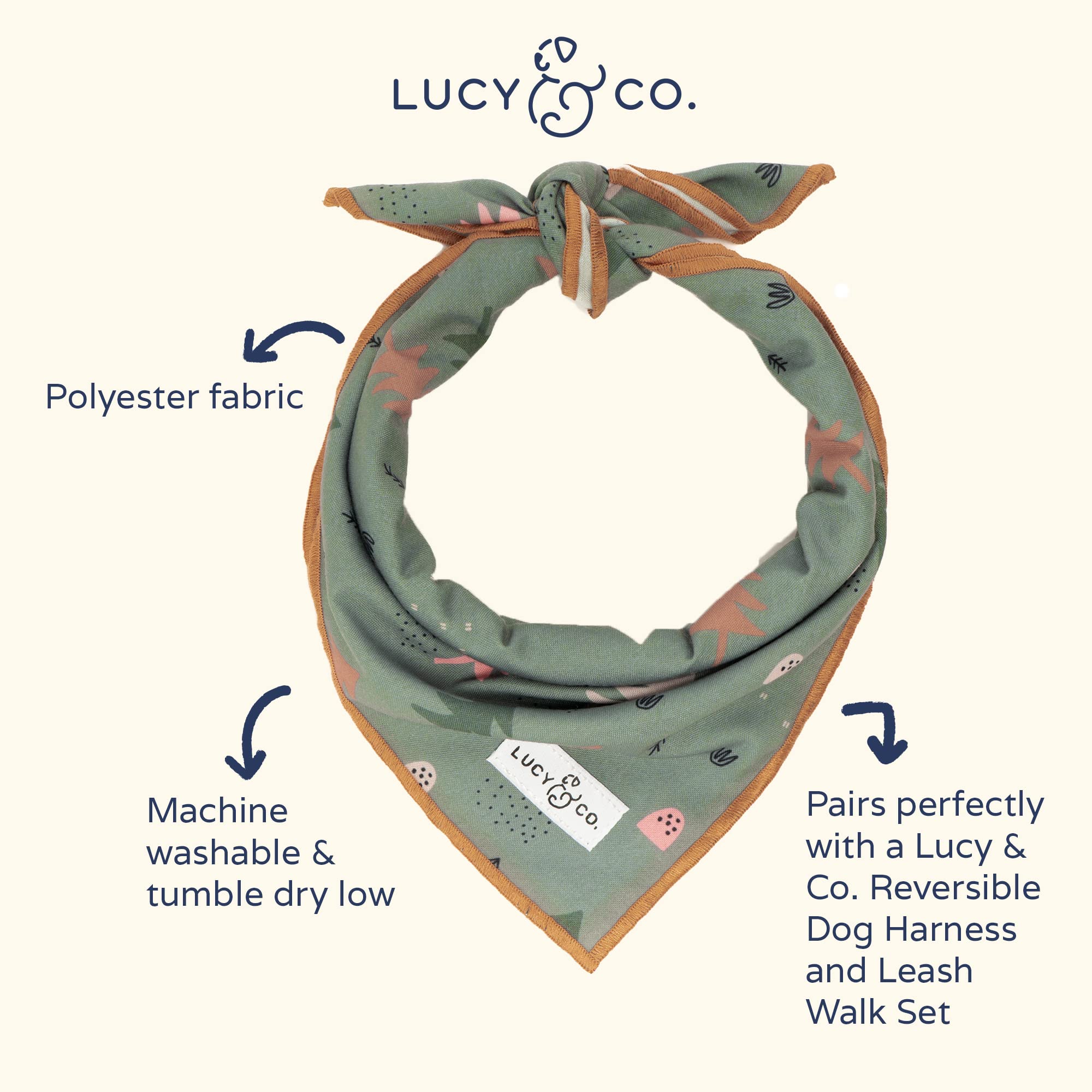 Lucy & Co. Take A Hike - Durable Comfortable Dog Bandana - Designer Puppy Accessory - Machine Washable - Small Blue Trees Bandan