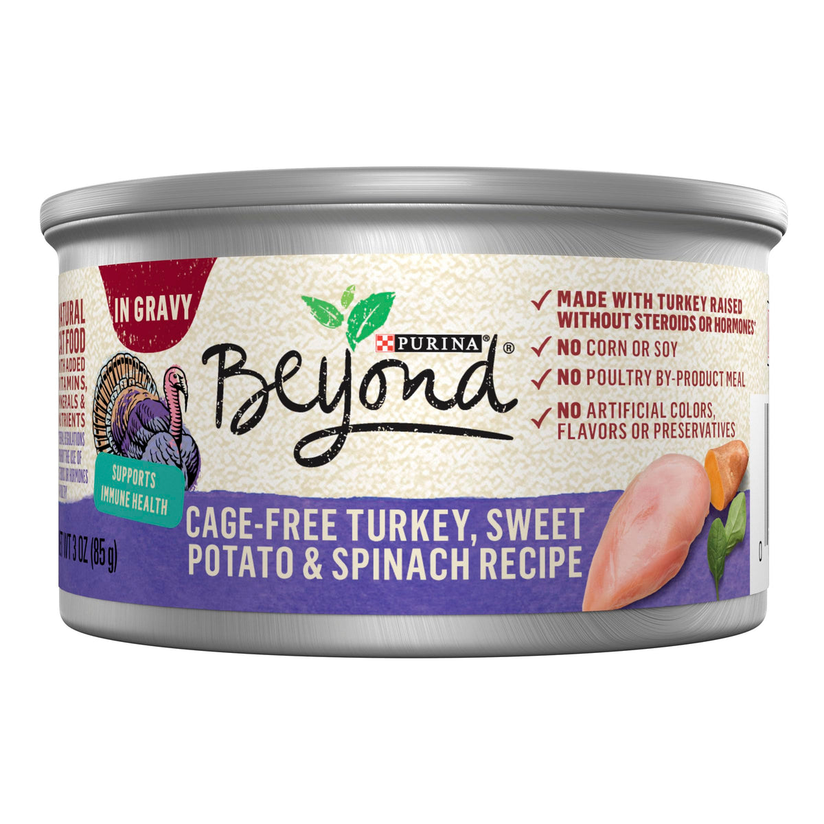 Purina Beyond Cage-Free Turkey, Sweet Potato And Spinach Recipe In Wet Cat Food Gravy - (Pack Of 12) 3 Oz. Cans