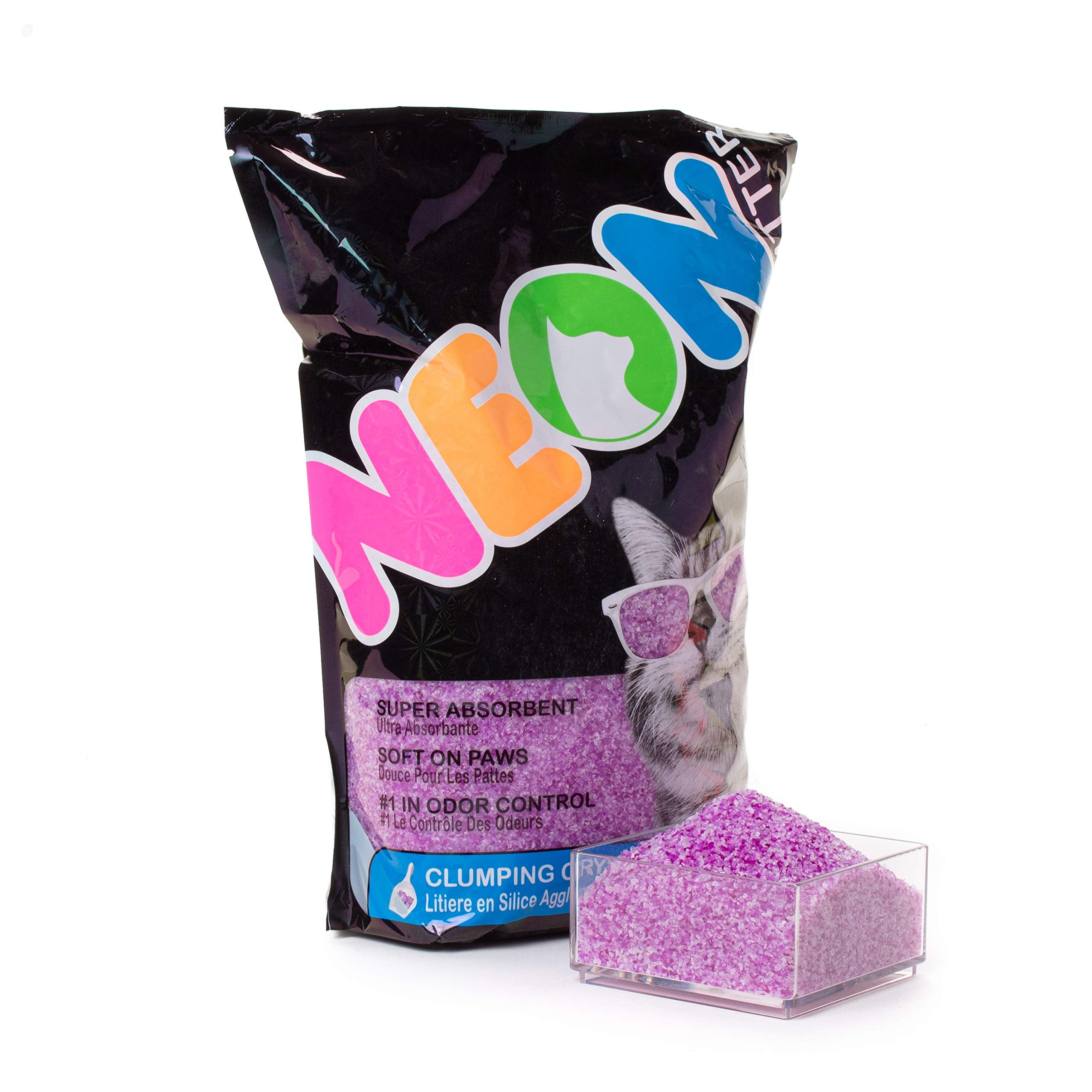 Neon Clumping Silica Gel Crystal Cat Litter, Purple