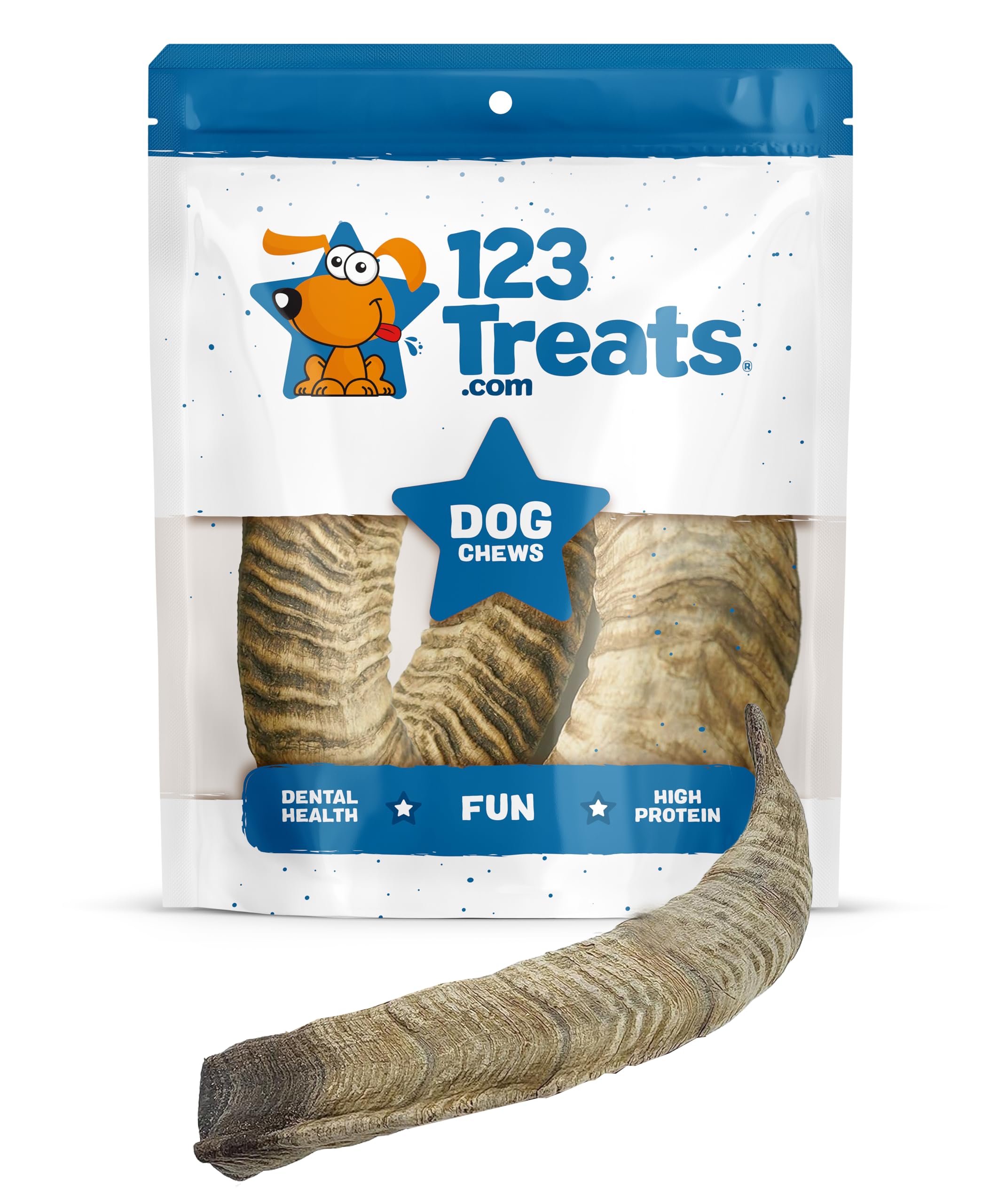 123 Treats Goat Horns for Dogs - (Large, 3 Count) Long Lasting Dog Treats for Aggressive Chewers, 100% Natural, Rich in Protein 