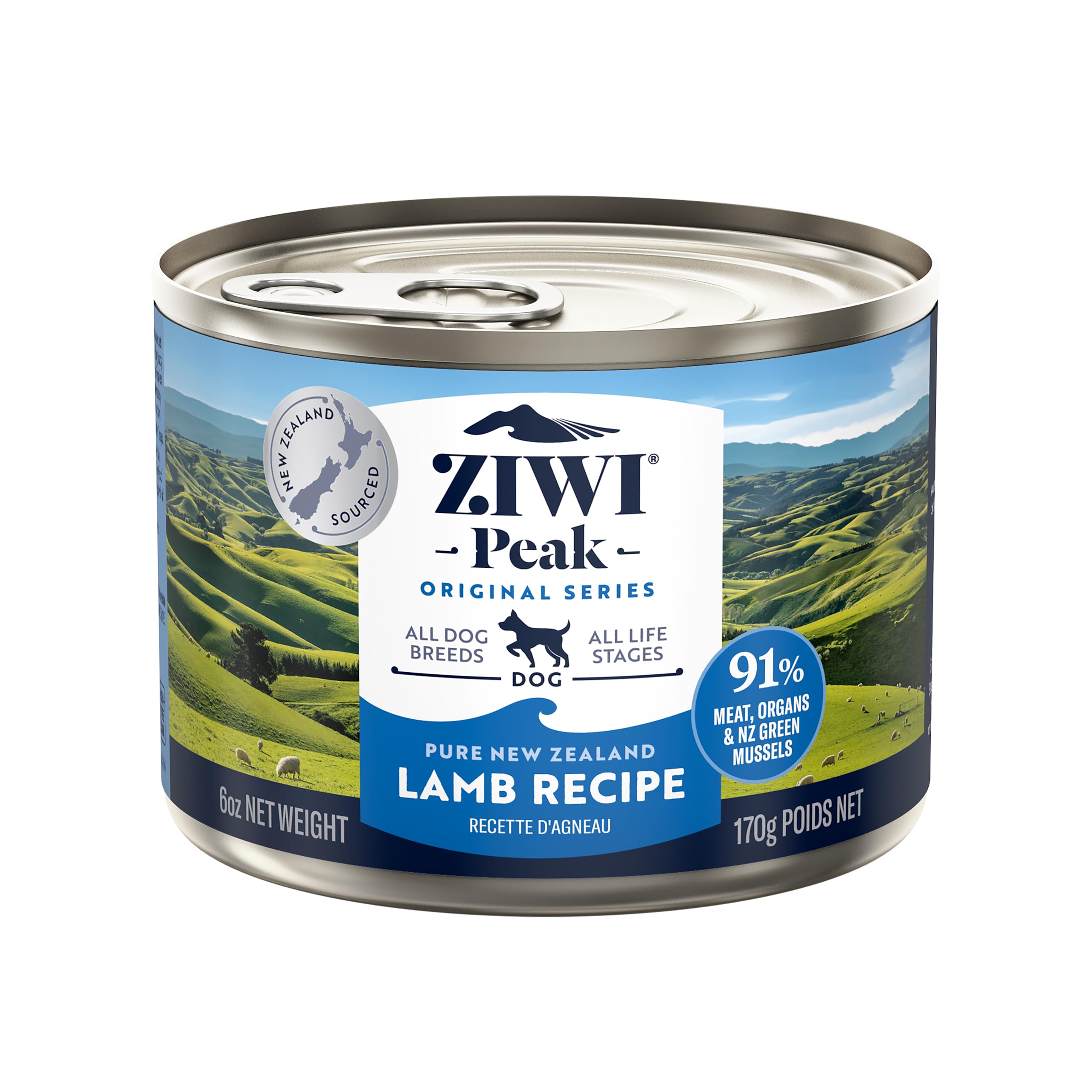 ZIWI Peak Canned Wet Dog Food - All Natural, High Protein, Grain Free, Limited Ingredient, with Superfoods (Lamb, Case of 12, 6o