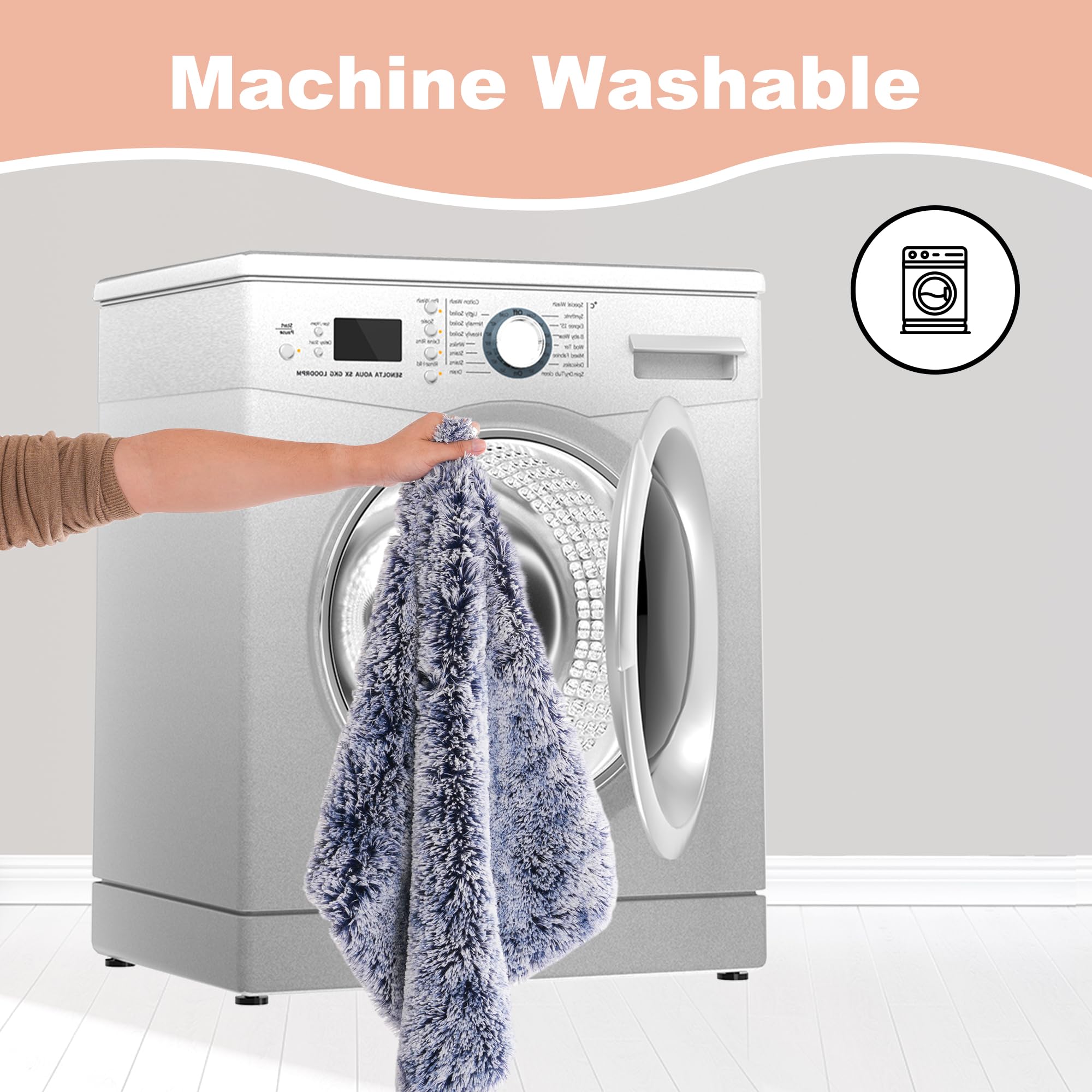 Bedfolks Plush Waterproof Dog Crate Bed, Xxl Faux Fur Kennel Pad, 47''X29'', Dark Blue