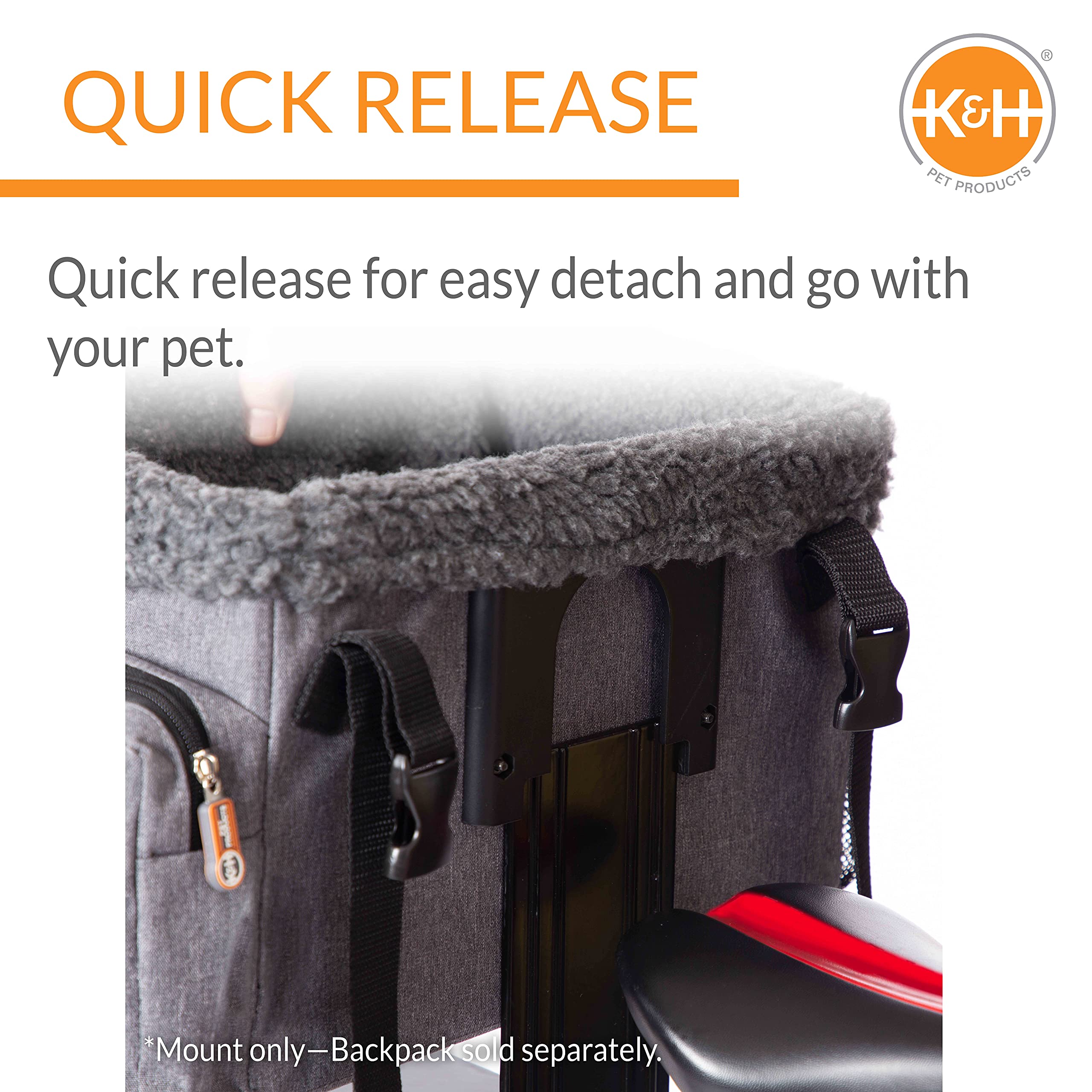 K&H Pet Products Universal Rear Bike Mount for Travel Bike Cat and Dog Bicycle Basket & Backpack Black Universal Fit Mount