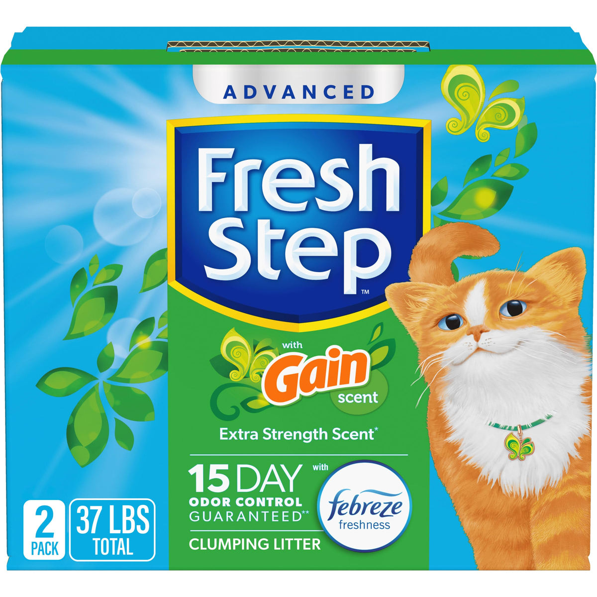 Fresh Step Clumping Cat Litter, With Gain, Advanced, Extra Large, 37 Pounds Total (2 Pack Of 18.5Lb Boxes)