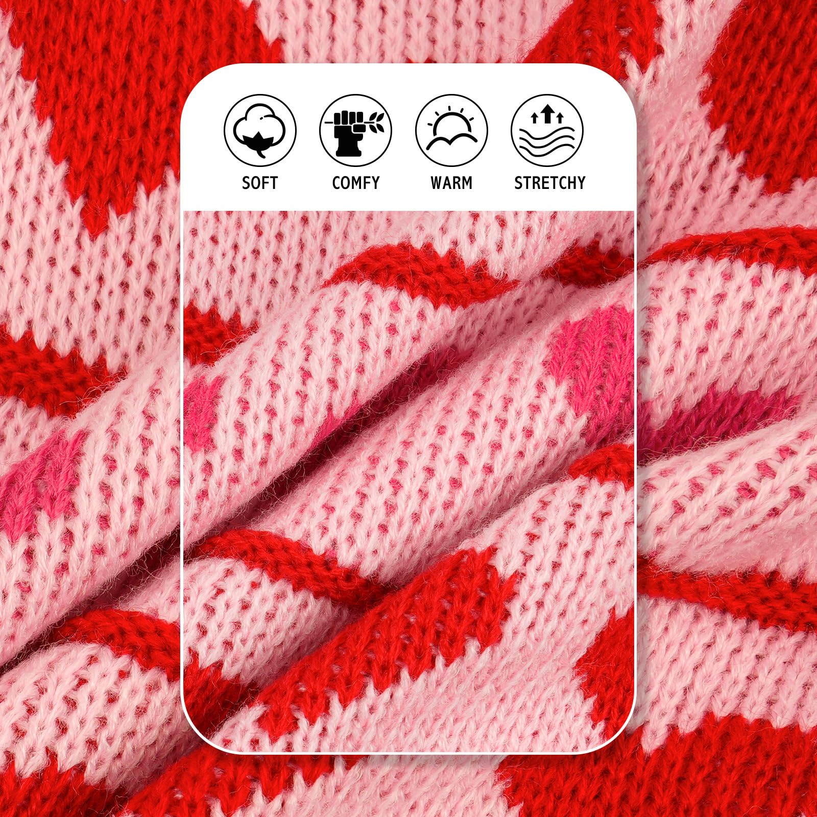 Kyeese Valentines Day Dog Sweaters Cute Red Love Design Dog Sweaters With Leash Hole Pet Sweater Pet Clothes,S