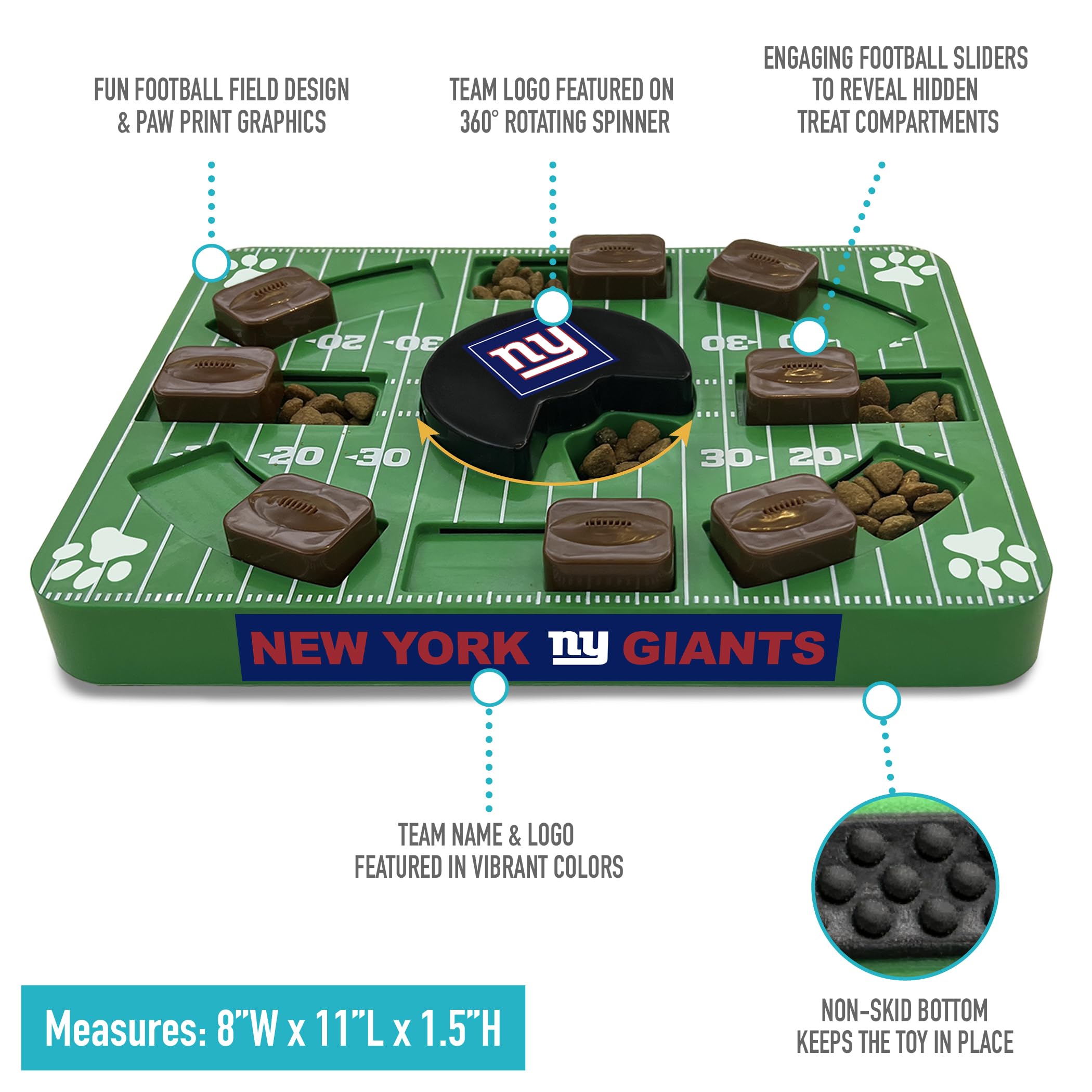 Pets First Nfl New York Giants Puzzle Toy - Interactive Dog Treat Puzzle
