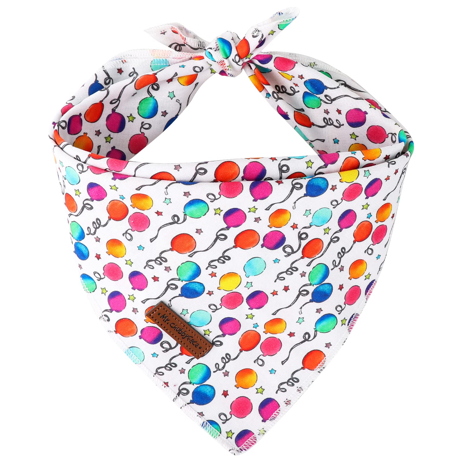 Mr. Chubbyface Birthday Dog Bandanas Reversible Triangle Bibs Scarf Accessories For Dogs Cats Pets C:Balloon