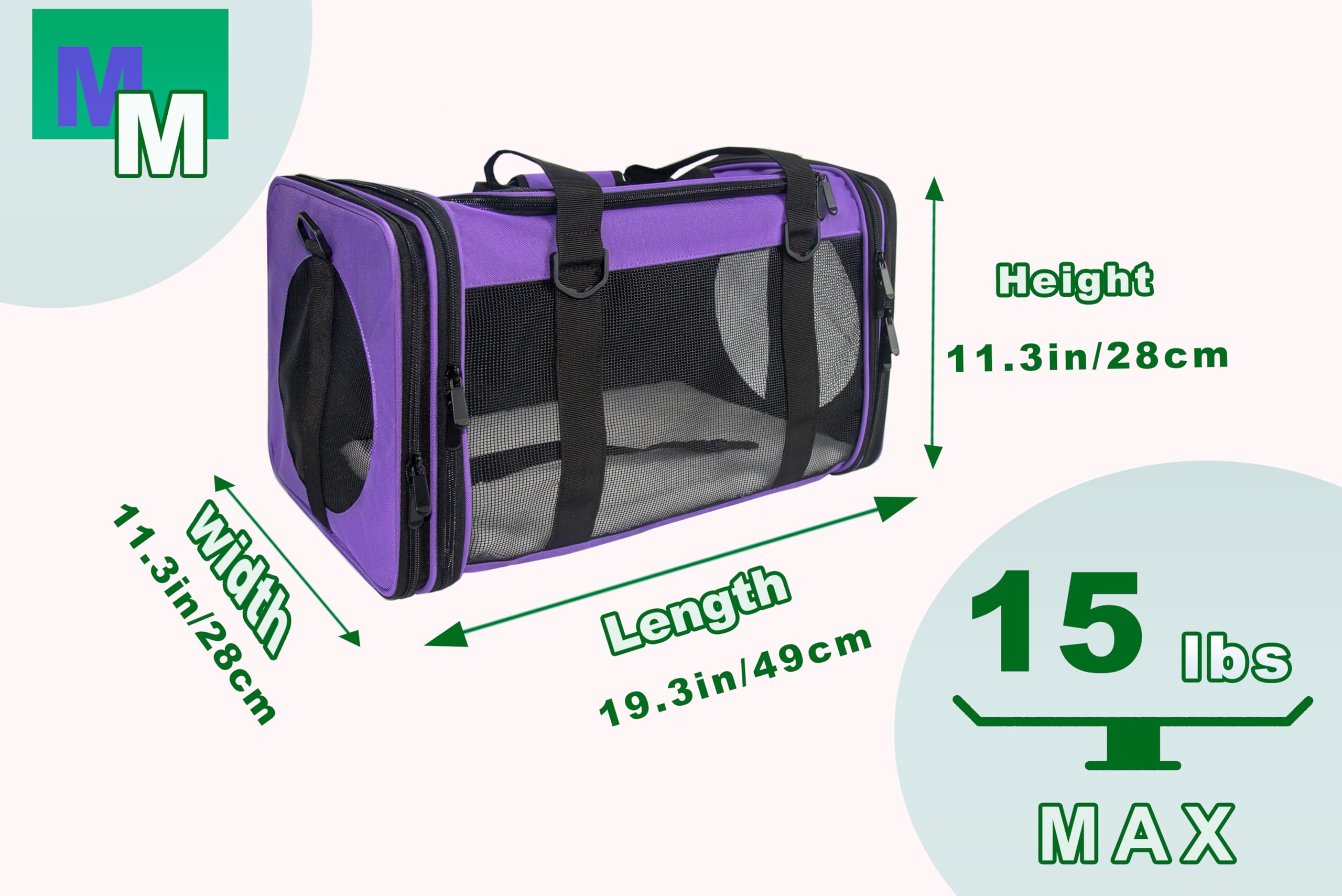 Nextfri Soft-Sided Pet Carrier For Cats Small Dogs Of 15 Lbs Medium Purple