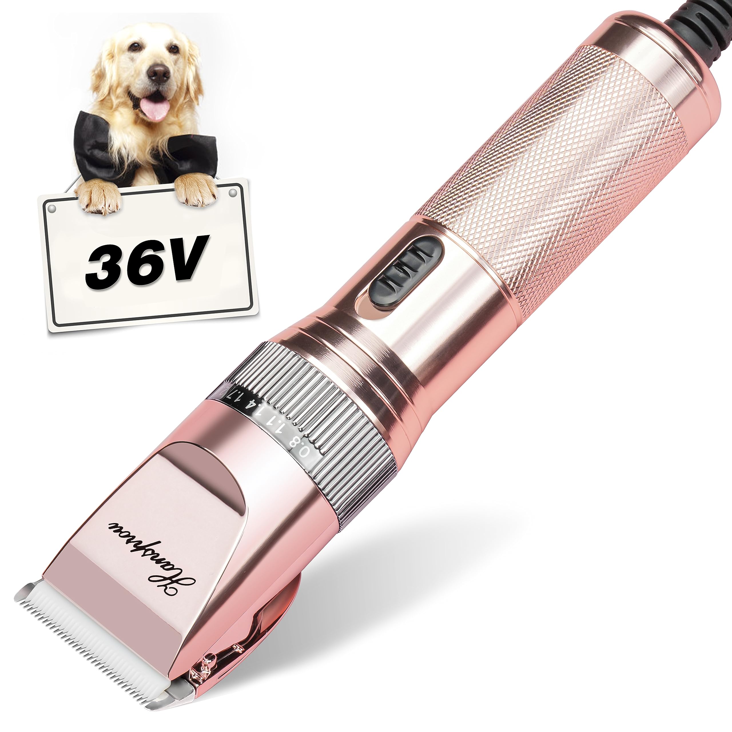 Hansprou Dog Clippers For Grooming,Upgraded 36V Heavy Duty Dog Clippers,Professional Pet Hair Trimmer For Thick Coat,Corded Pet 
