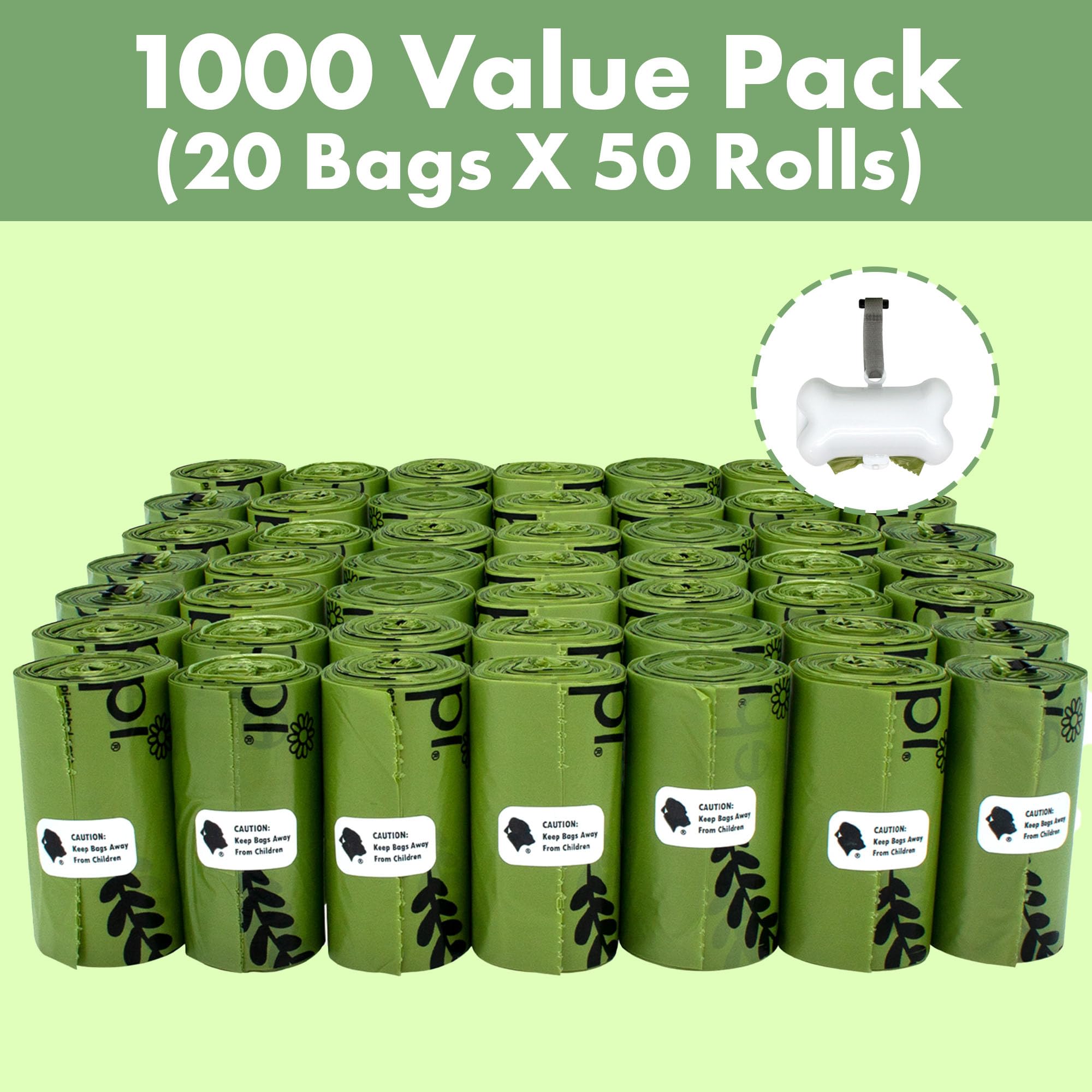 GORILLA SUPPLY Dog Poop Bags with Dispenser, 1000 Count, 9" x 12", Green, Durable Plastic