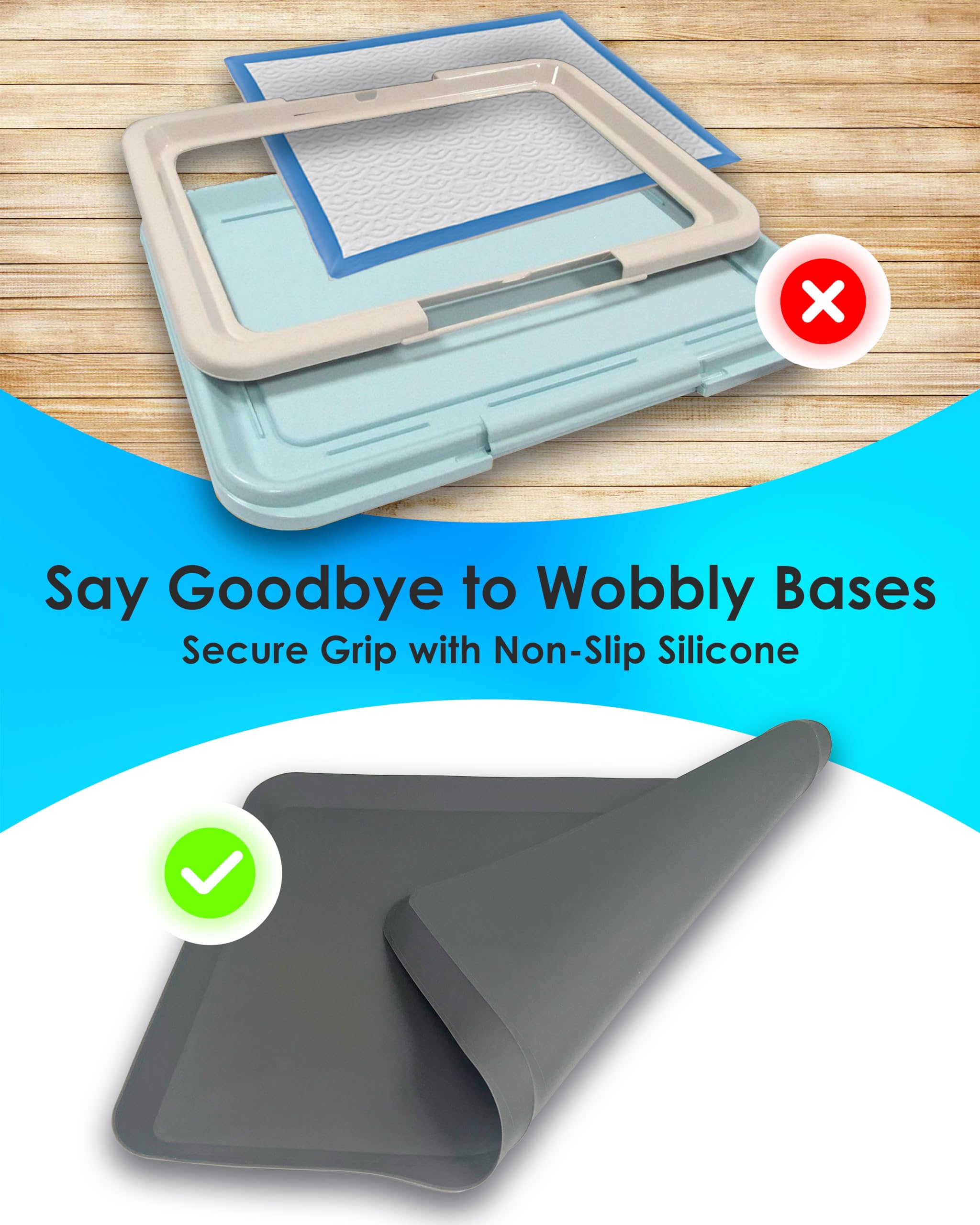 Tidyfriend Silicone Pee Pad Holder, 111.5 X 17 Inch No-Spill, Leakproof, Easy-To-Clean Puppy Pad Holder Tray (Grey)