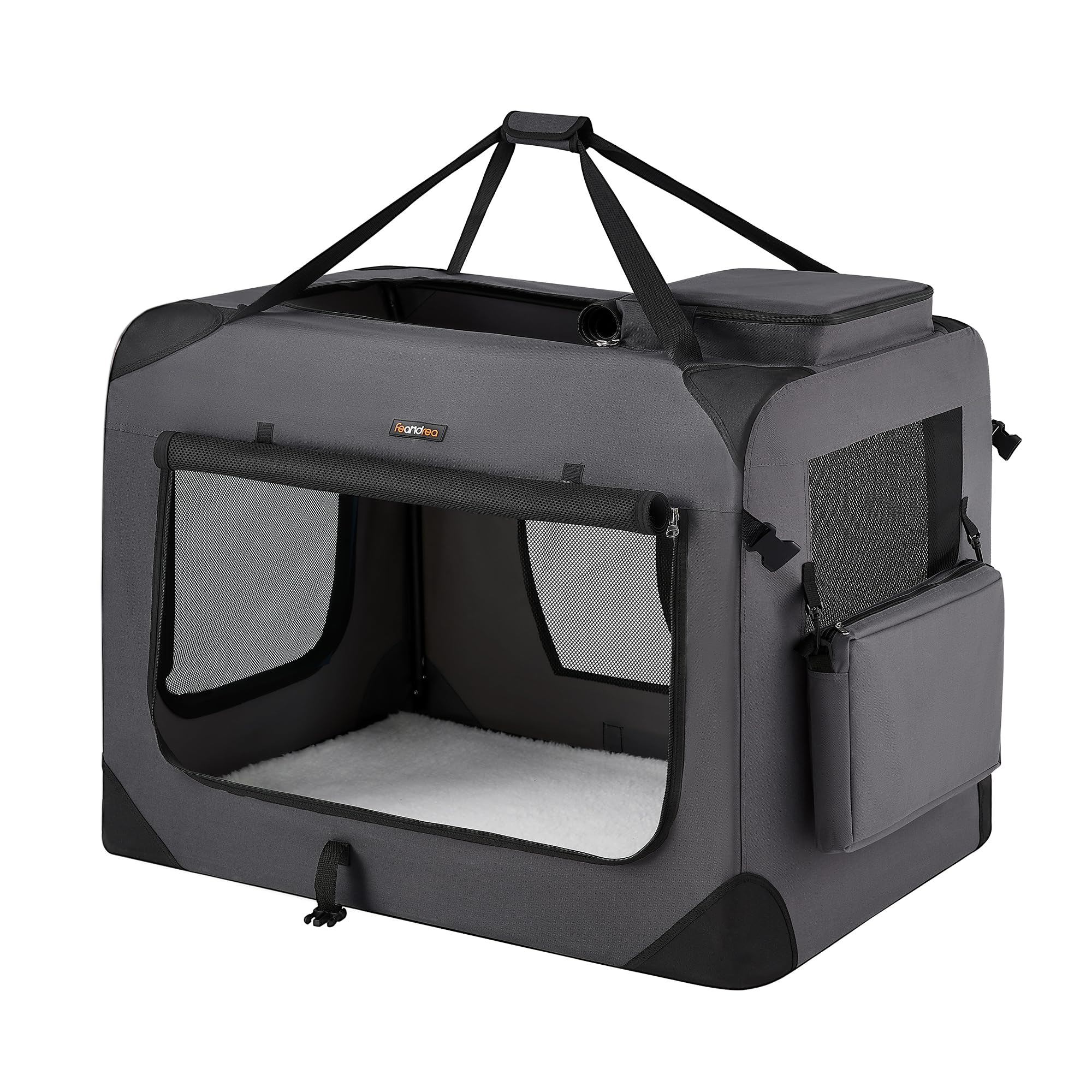 Feandrea 36 Inches Collapsible Soft Dog Crate, Portable Travel Dog Crate for Indoor and Outdoor Use, Dog Carrier Kennel with Saf