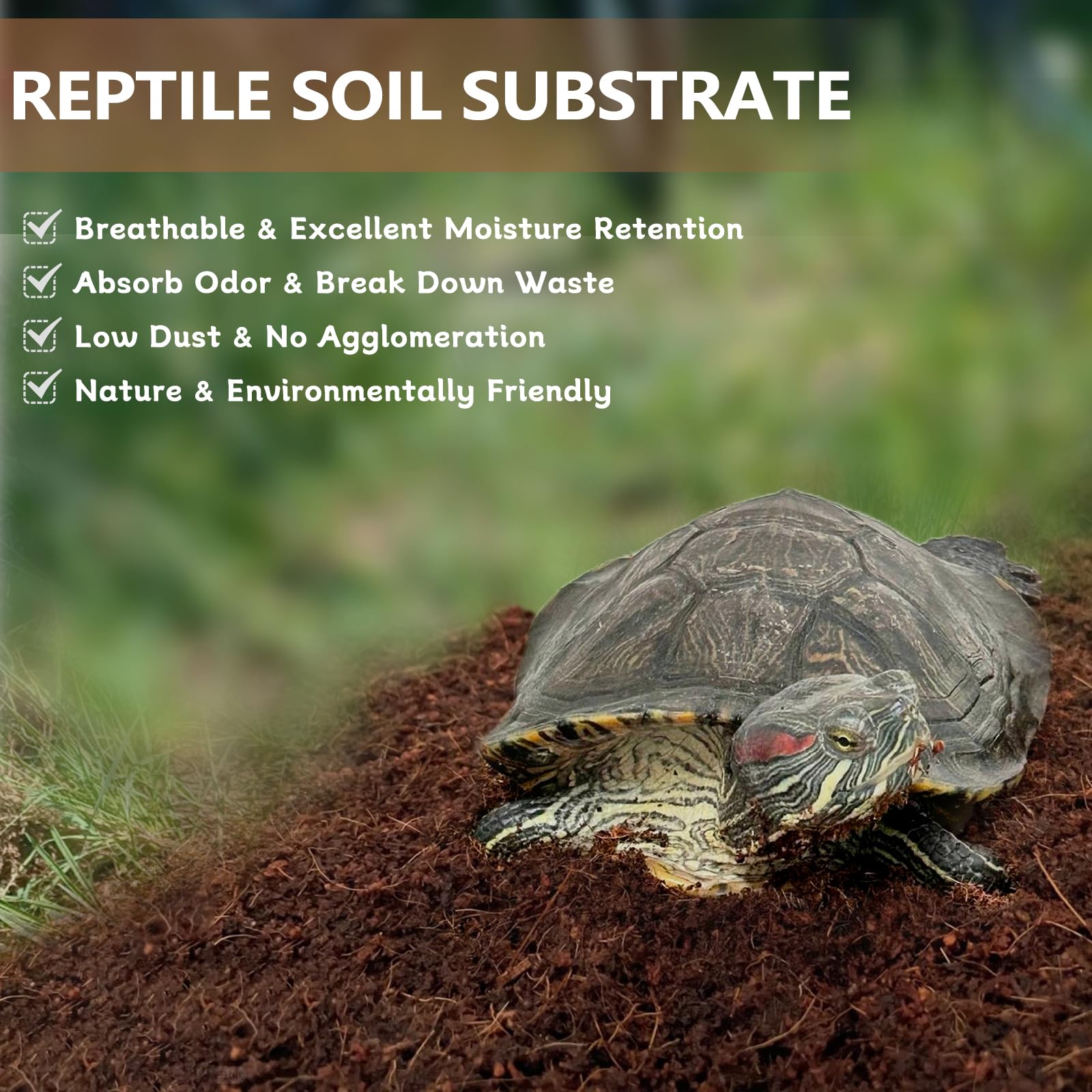 Bnosdm Reptile Soil Substrate,Natural Terrarium Bedding,Snake Bedding,Fluffy Reptile Tank Substrate For Tortoise Hermit Crab Tar