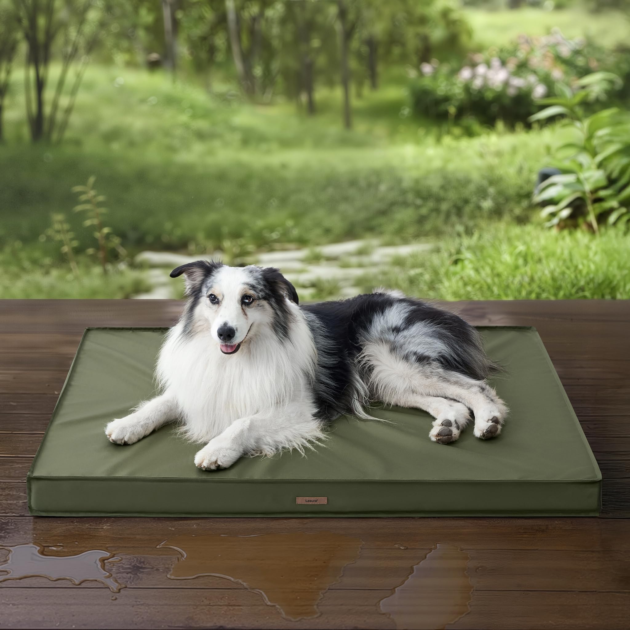Lesure Outdoor Waterproof Dog Beds Large Sized Dog, Orthopedic Egg Crate Foam Pet Bed With Oxford Fabric Surface And Removable W